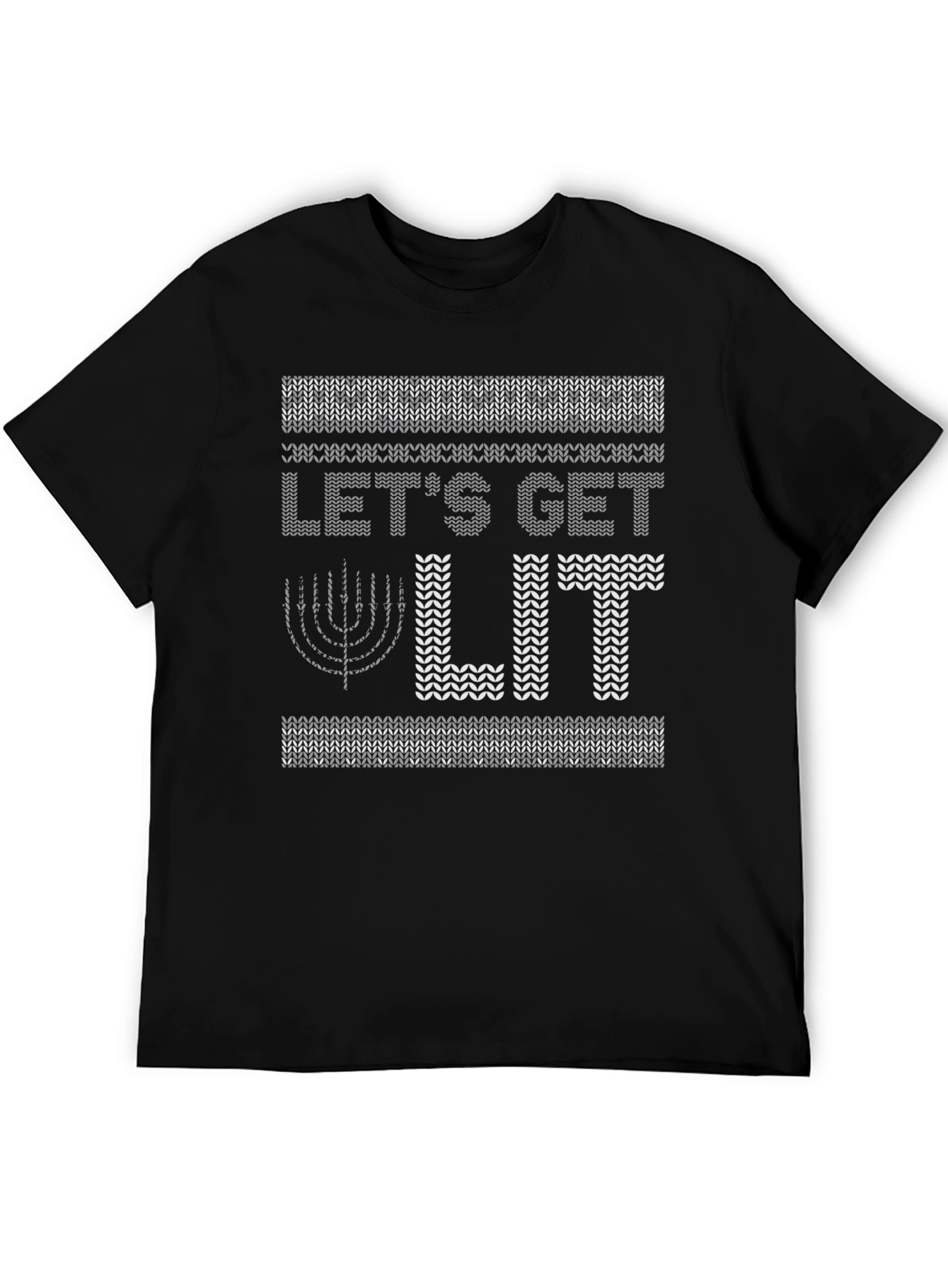 Lets Get Lit Hanukkah Sweater Style T-Shirt