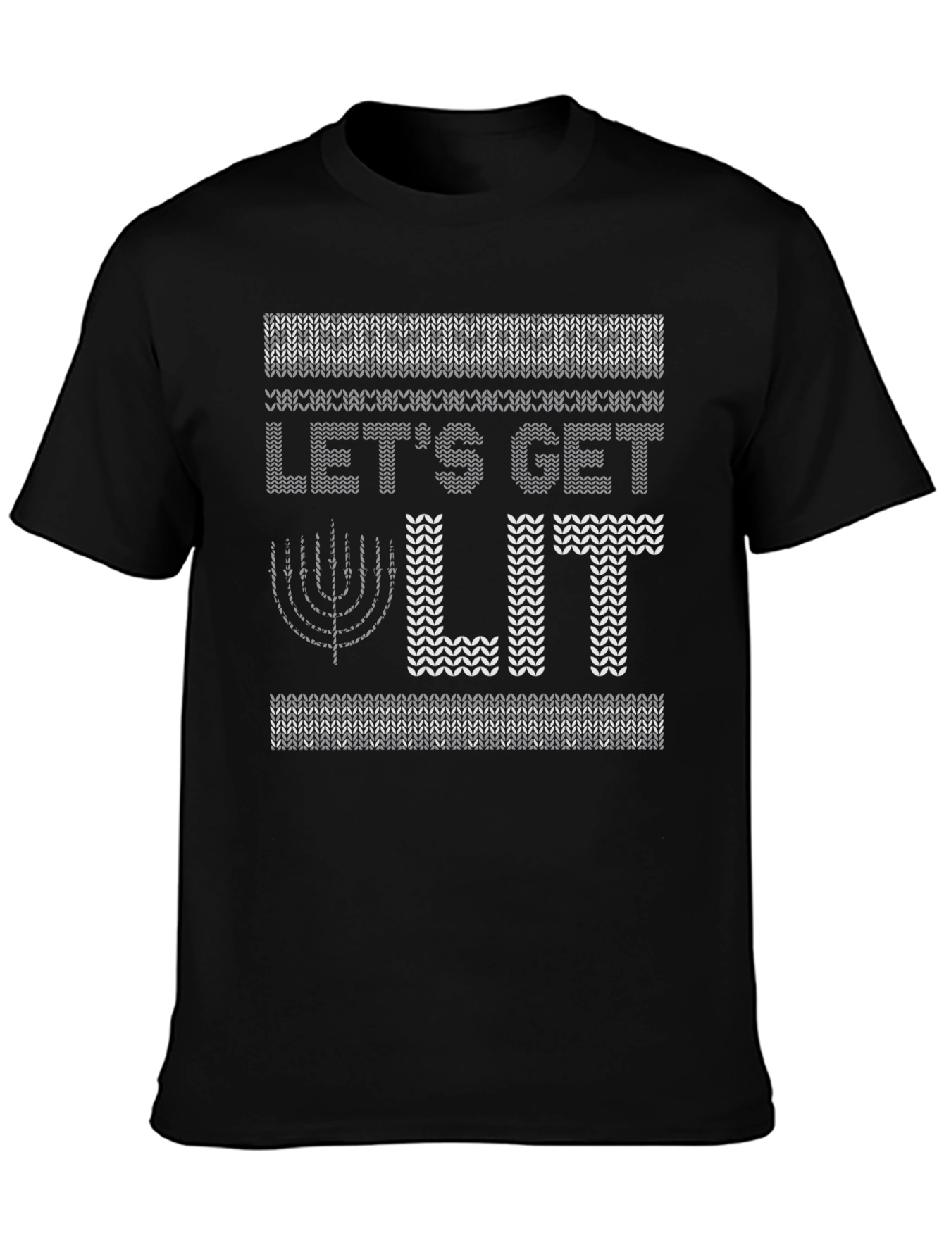 Lets Get Lit Hanukkah Sweater Style T-Shirt