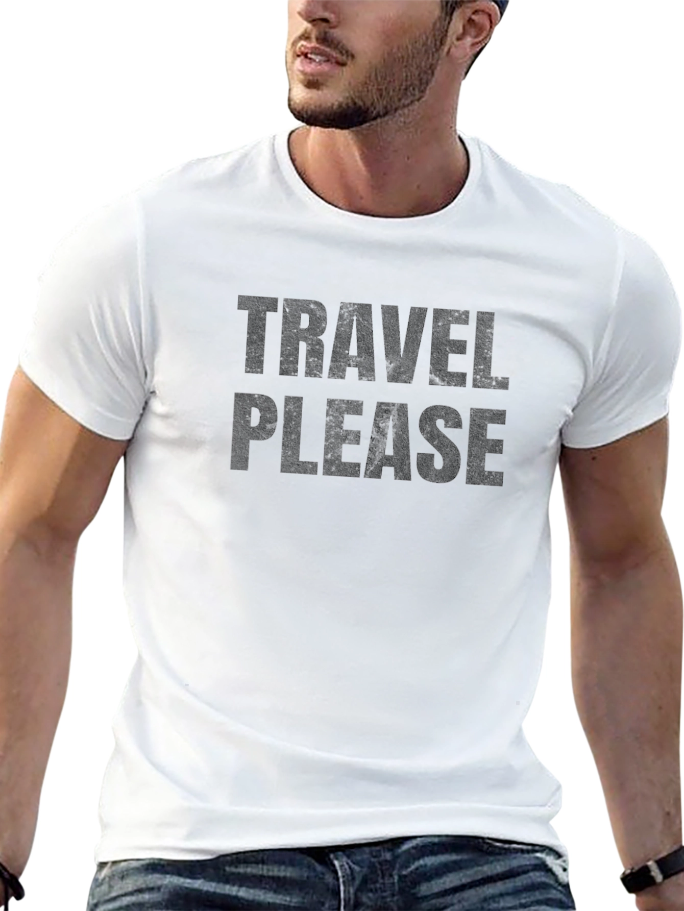 Travel Please Graphic Tee - Black Casual T-Shirt
