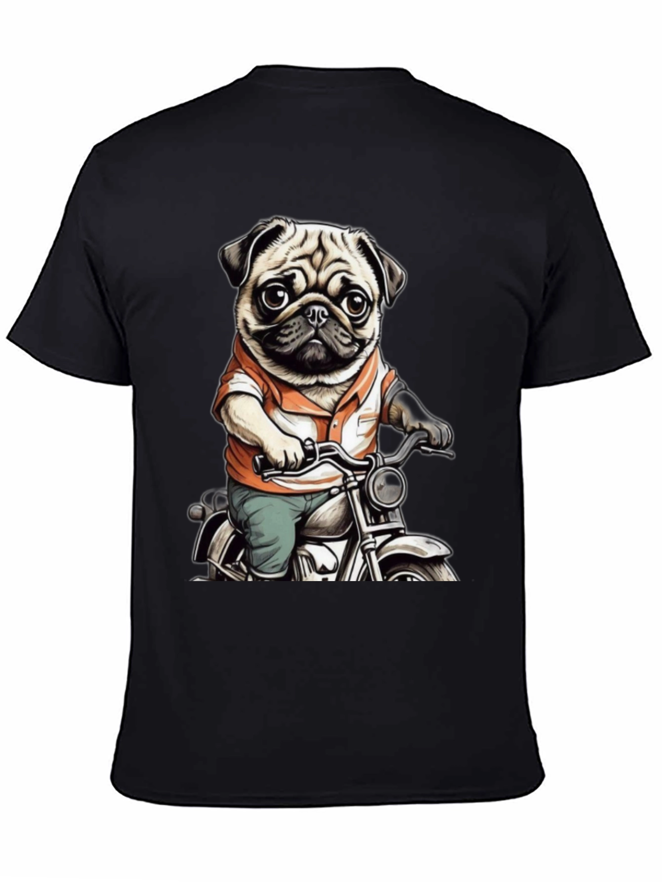 Pug on Motorcycle Graphic Tee