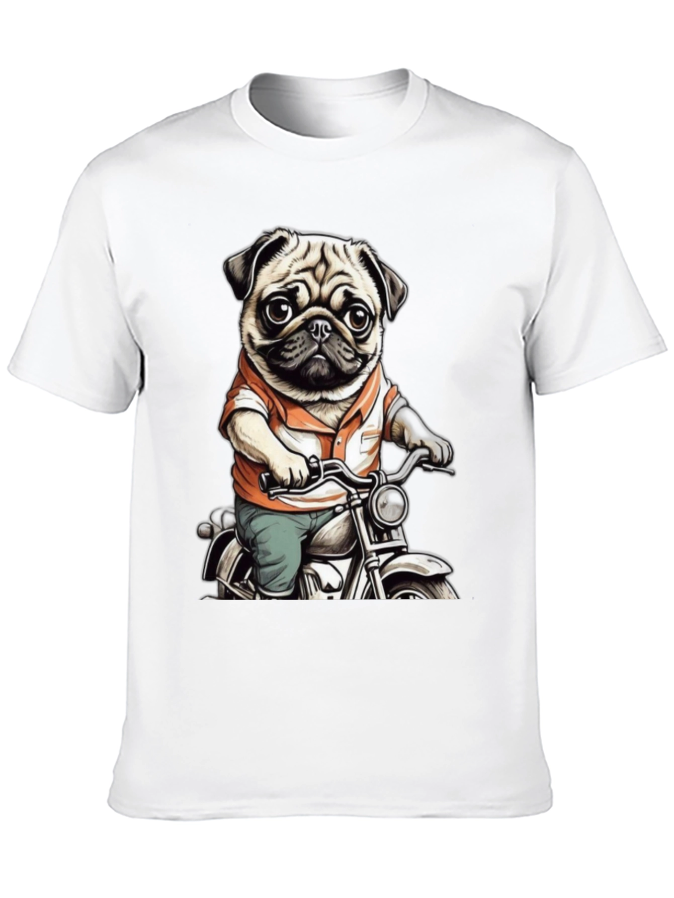 Pug on Motorcycle Graphic Tee