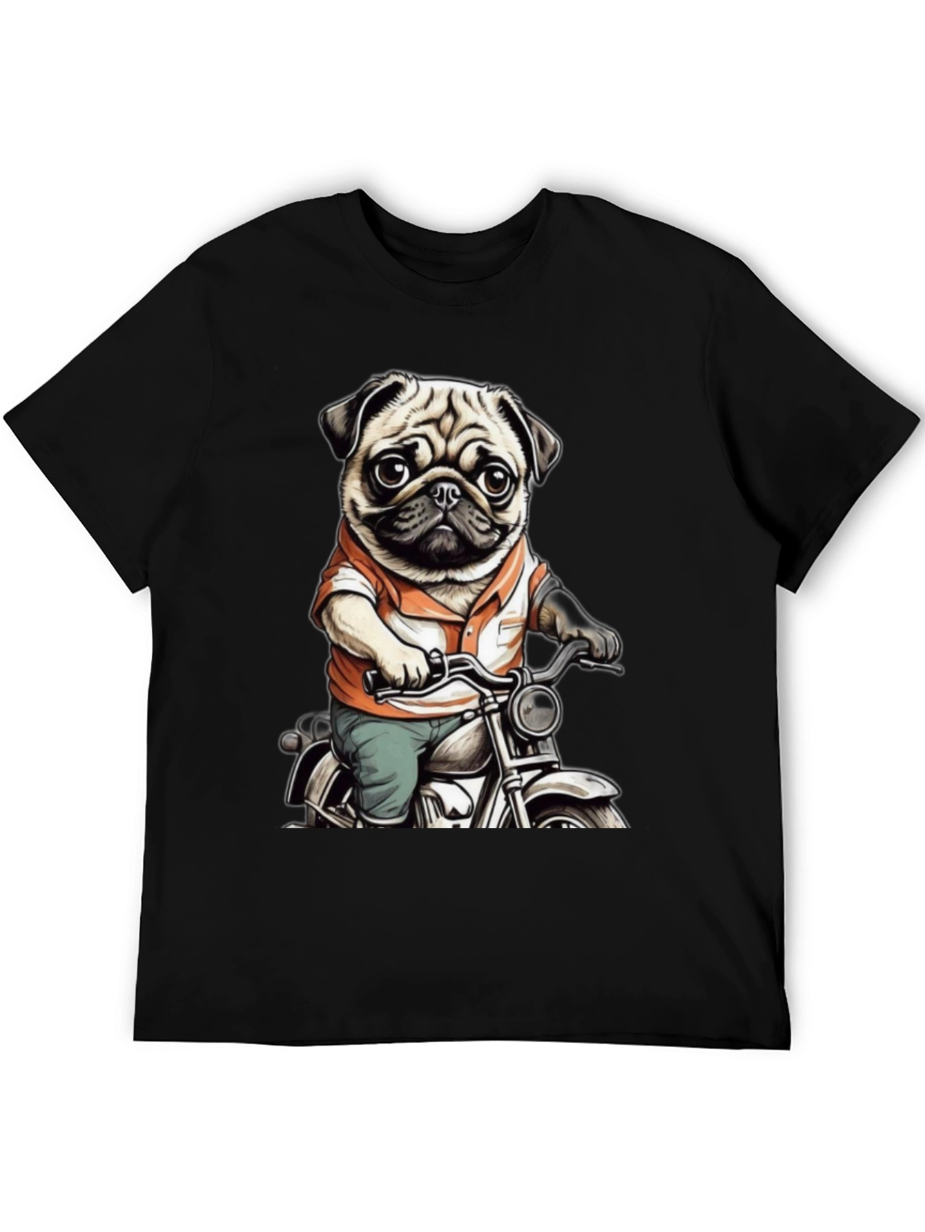 Pug on Motorcycle Graphic Tee