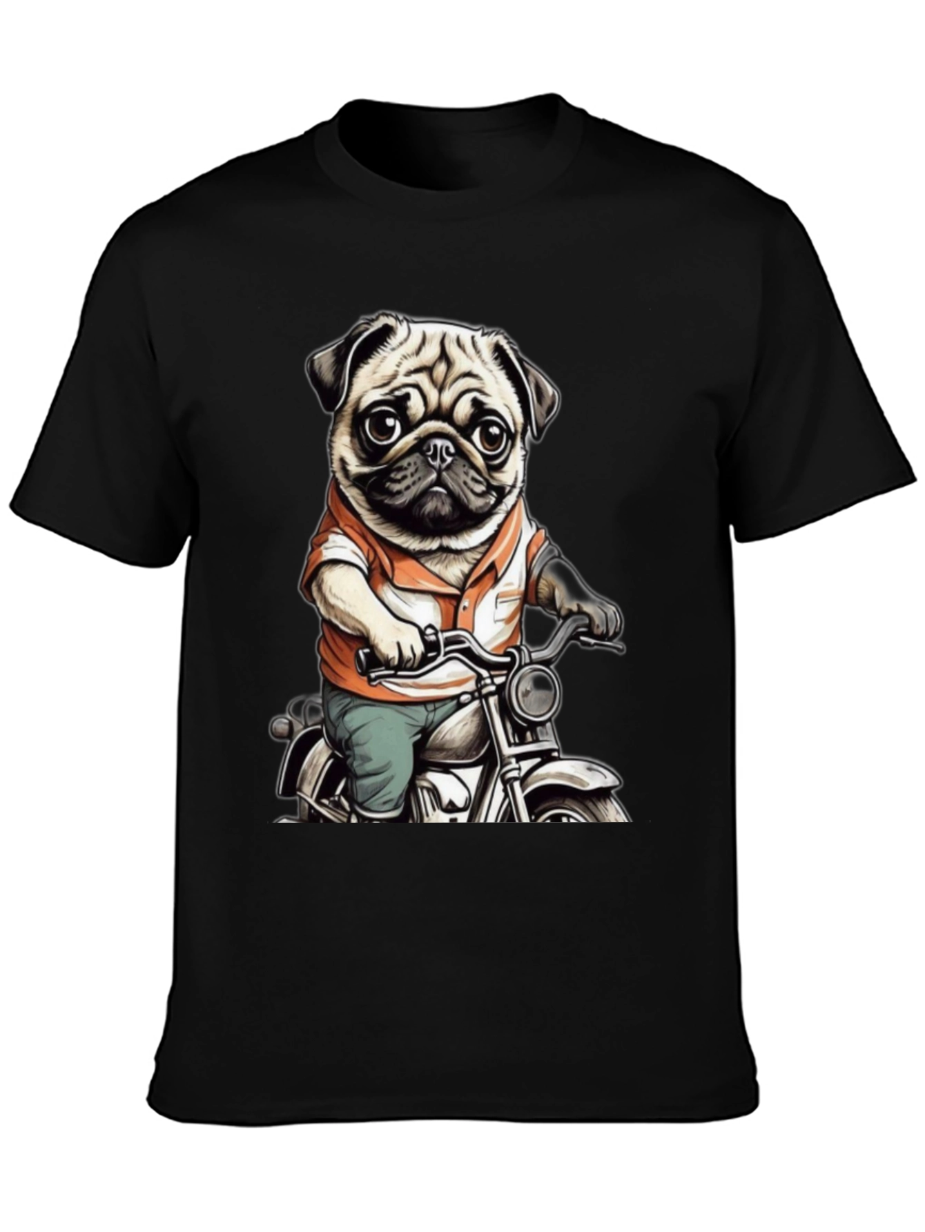 Pug on Motorcycle Graphic Tee