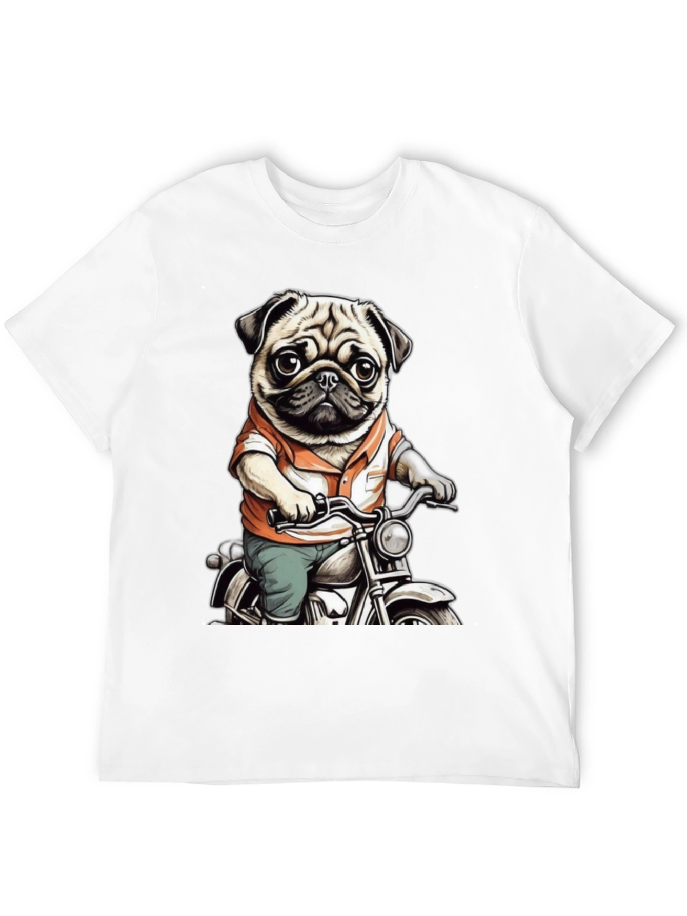 Pug on Motorcycle Graphic Tee