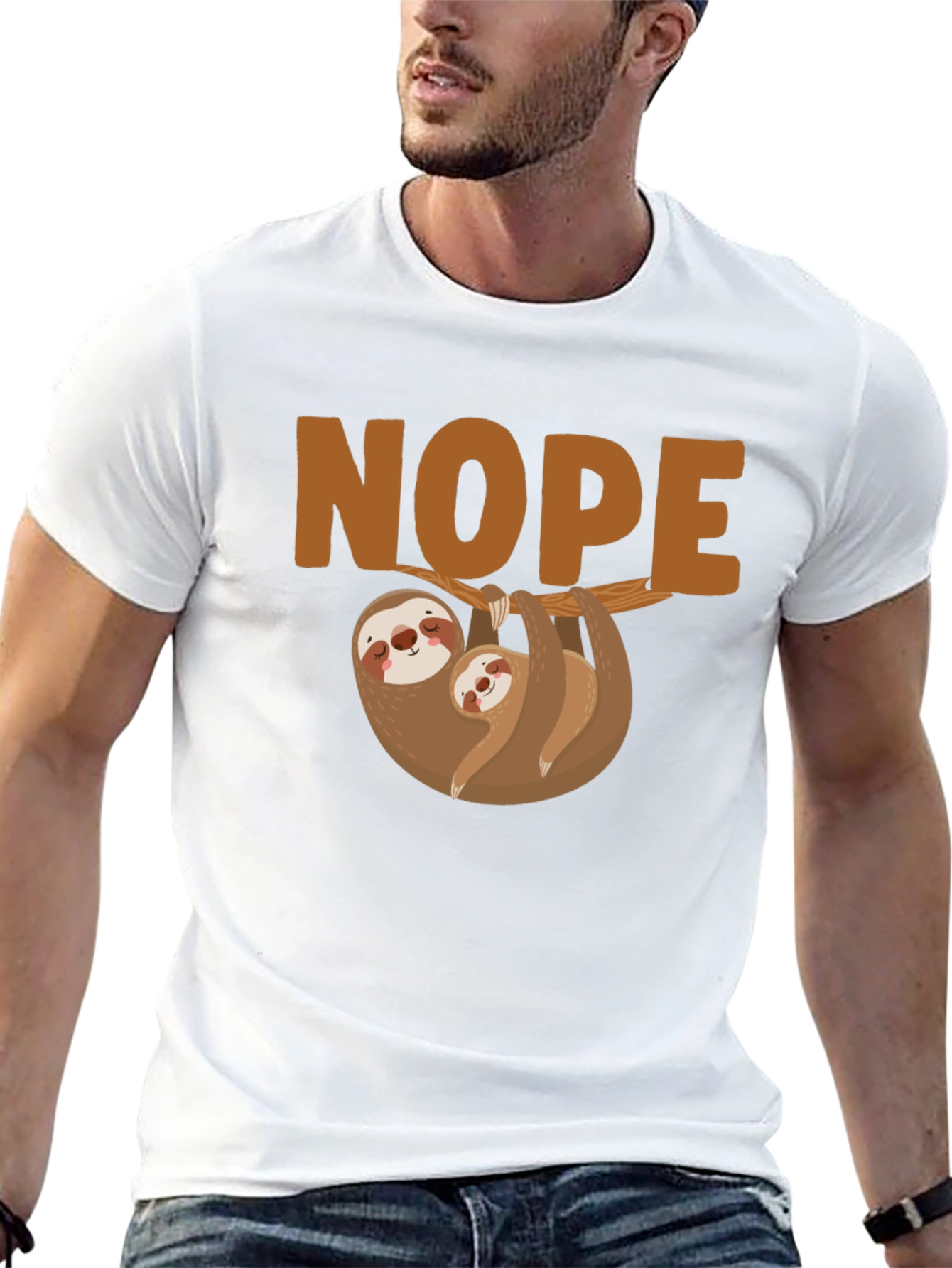 Nope Sloth Graphic T-Shirt - Relaxed Fit