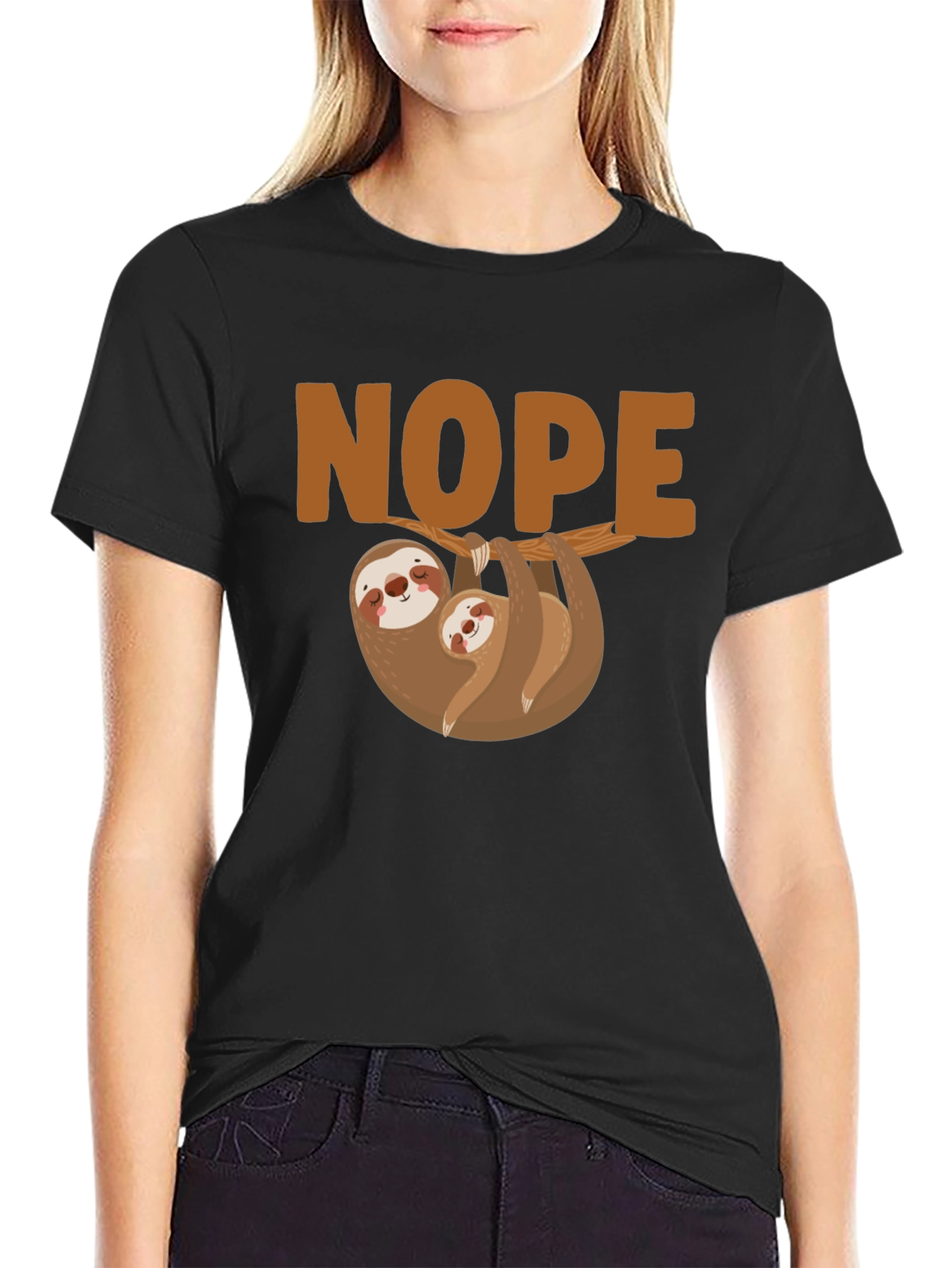 Nope Sloth Graphic T-Shirt - Relaxed Fit