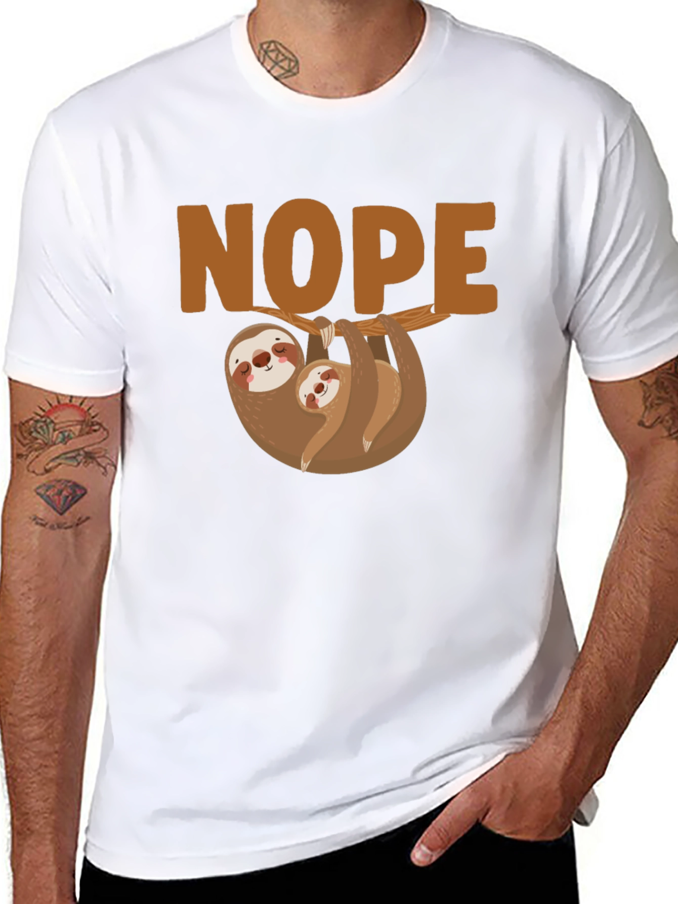 Nope Sloth Graphic T-Shirt - Relaxed Fit