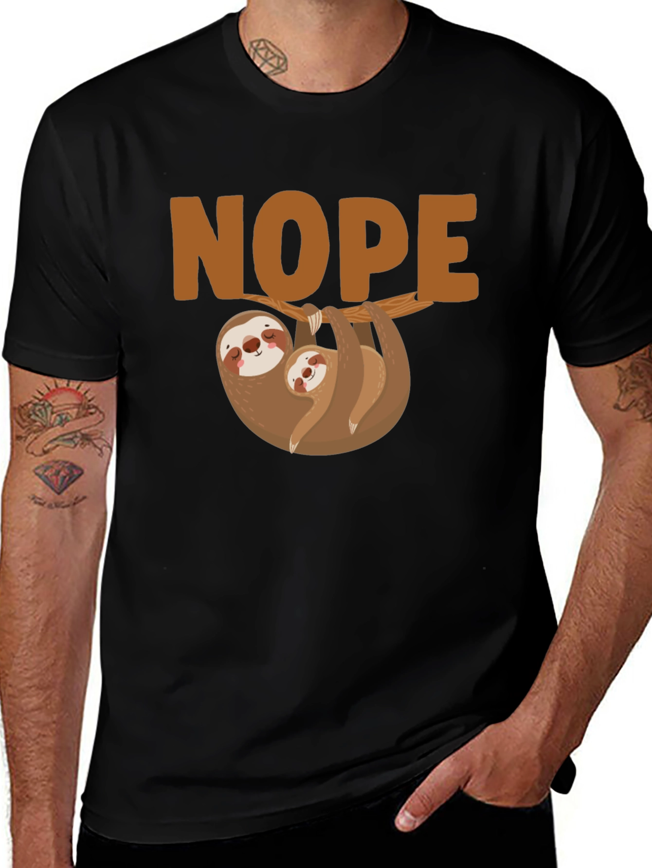 Nope Sloth Graphic T-Shirt - Relaxed Fit