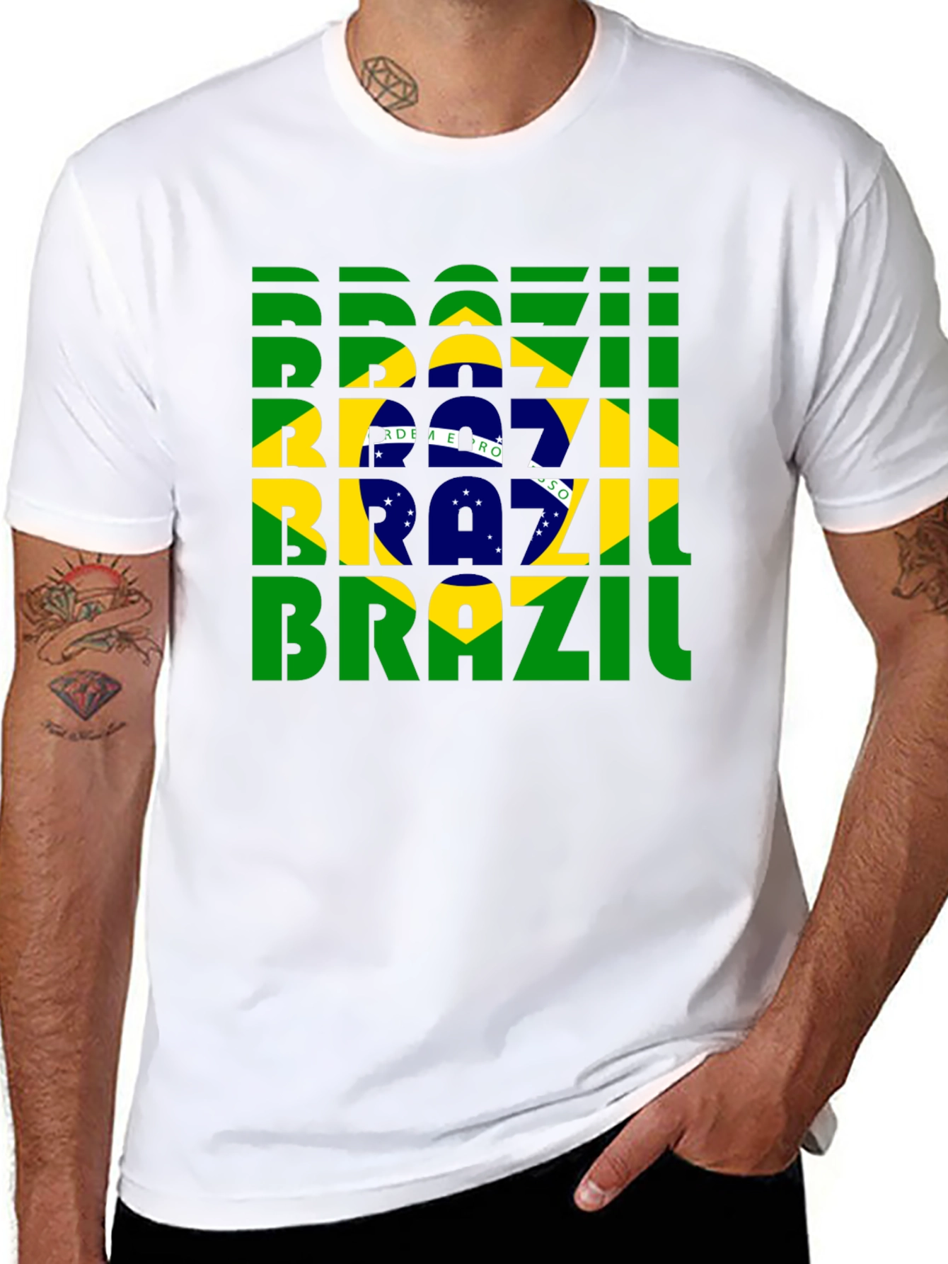 Brazil Soccer T-Shirt: Green Yellow and Blue Flag Design