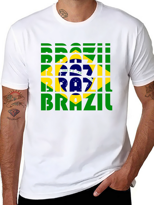 Brazil Soccer T-Shirt: Green Yellow and Blue Flag Design