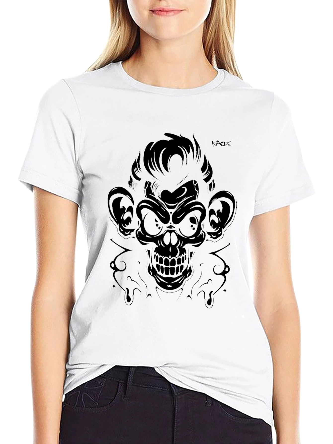 Mens Black Monkey Skull Graphic Tee