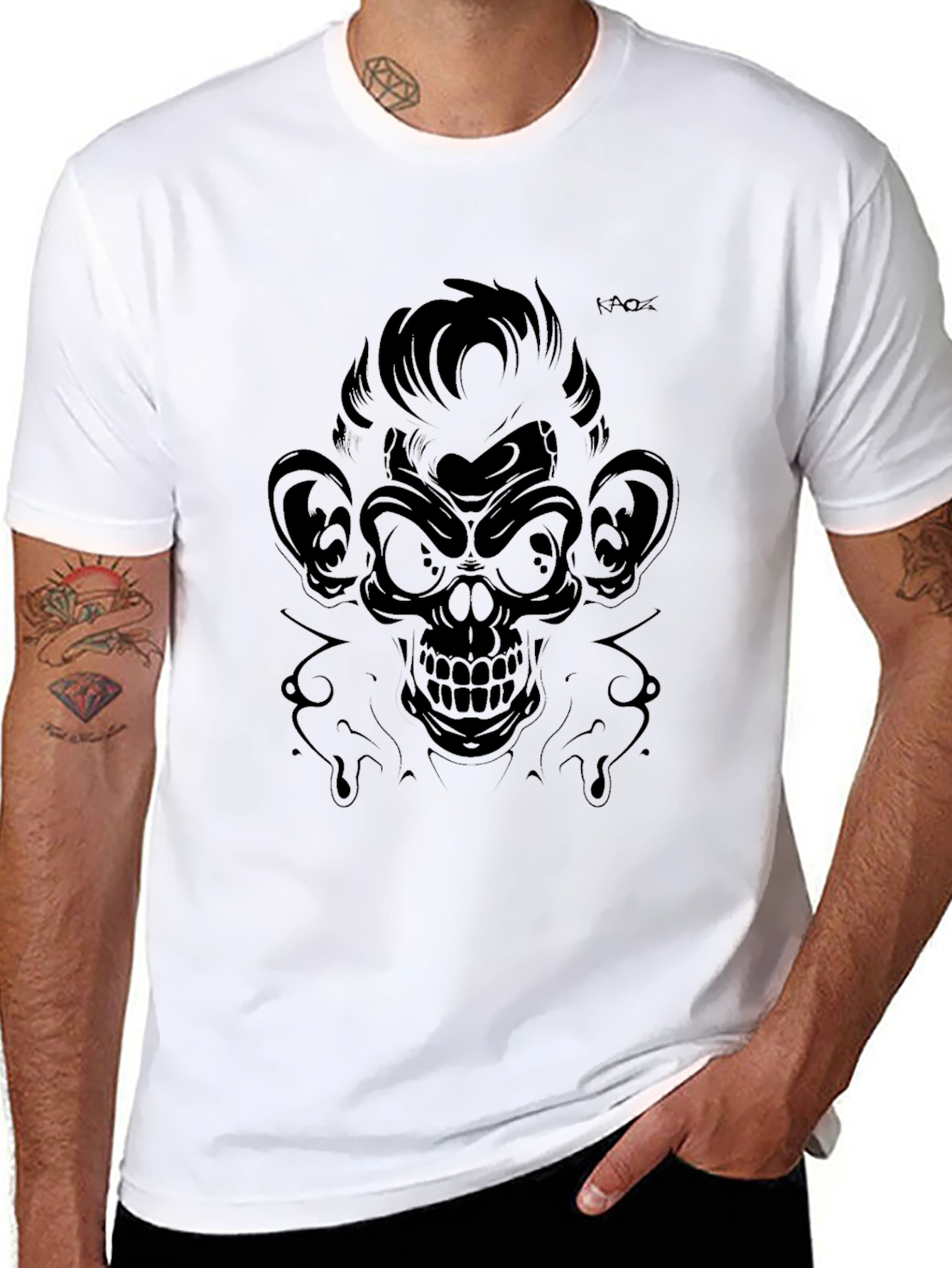 Mens Black Monkey Skull Graphic Tee