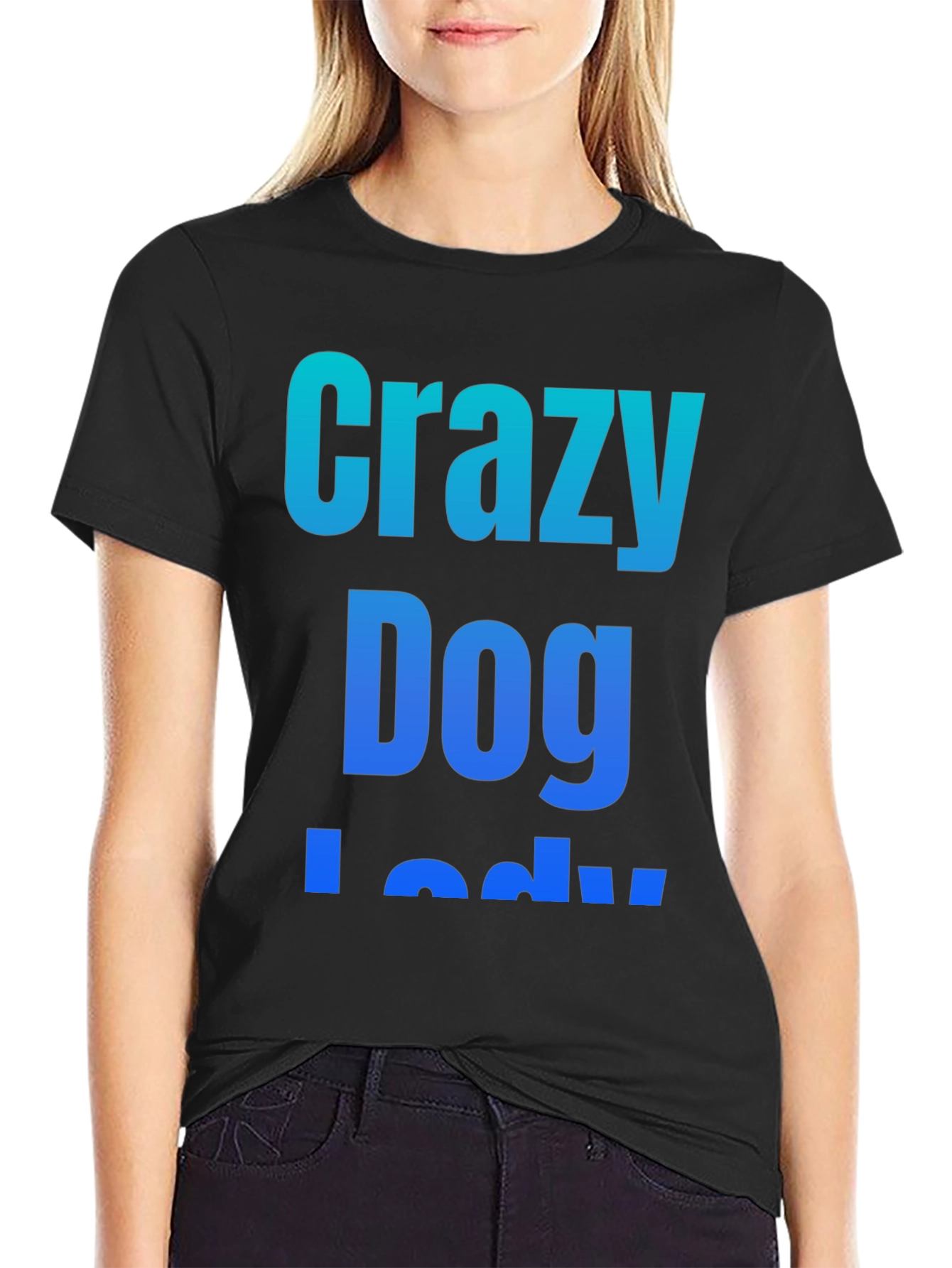 Crazy Dog Lady Black Graphic T-Shirt