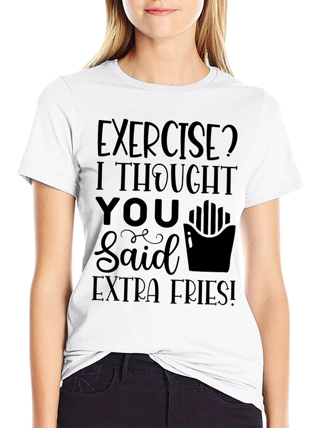 Funny Exercise Extra Fries Graphic Tee