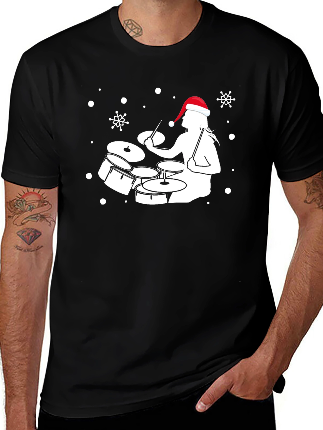 Drummer Santa Holiday T-Shirt