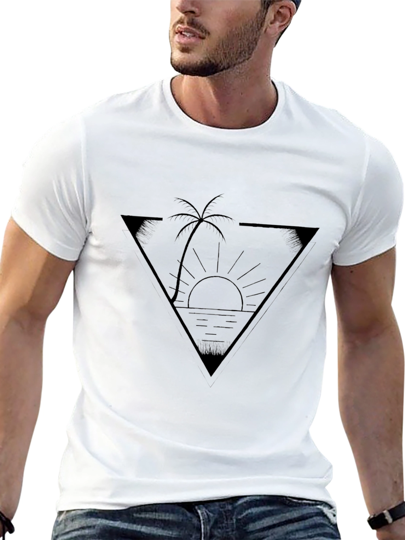 Black Triangle Palm Sunset Graphic Tee