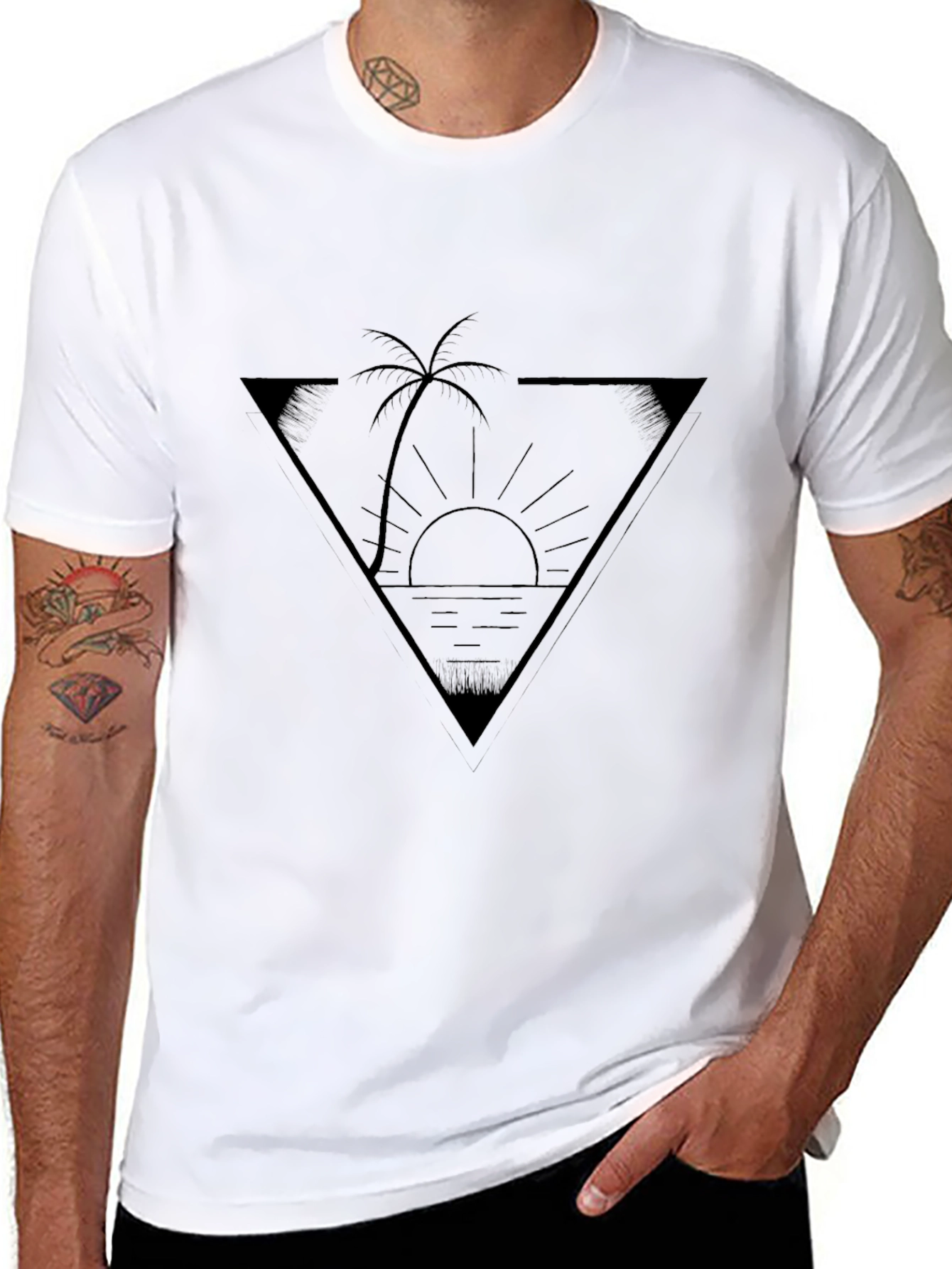 Black Triangle Palm Sunset Graphic Tee