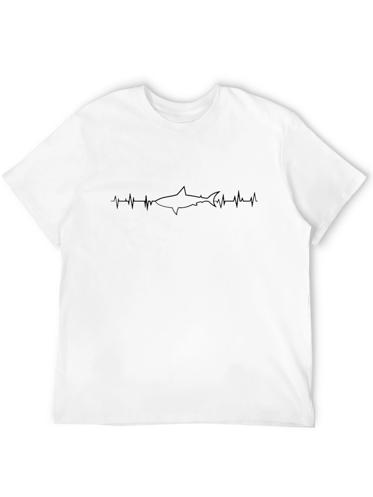 Shark Heartbeat Graphic Tee - Black Cotton T-Shirt