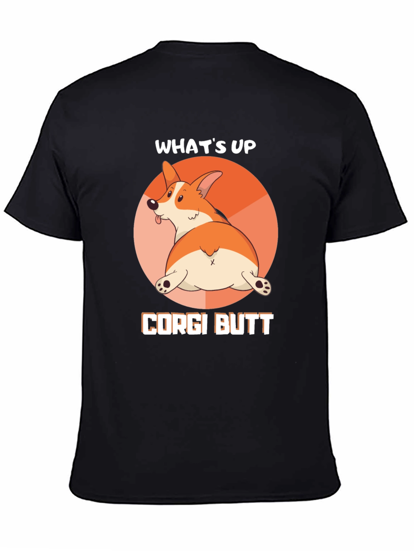 Whats Up Corgi Butt Black T-Shirt