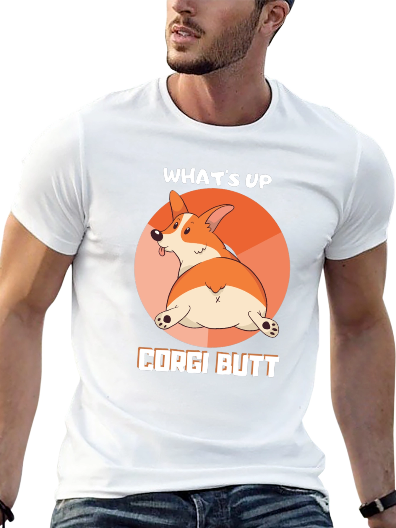 Whats Up Corgi Butt Black T-Shirt