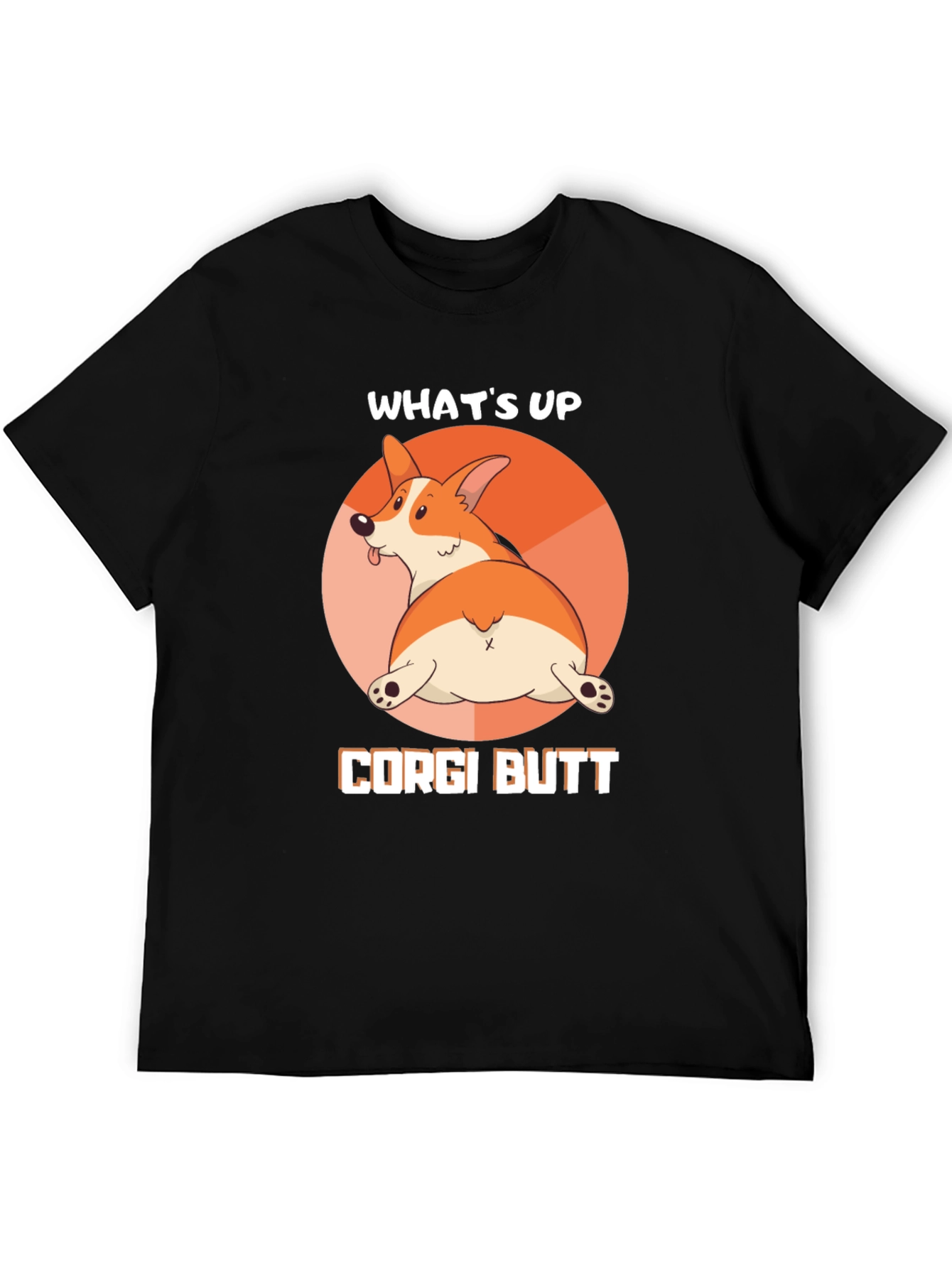 Whats Up Corgi Butt Black T-Shirt