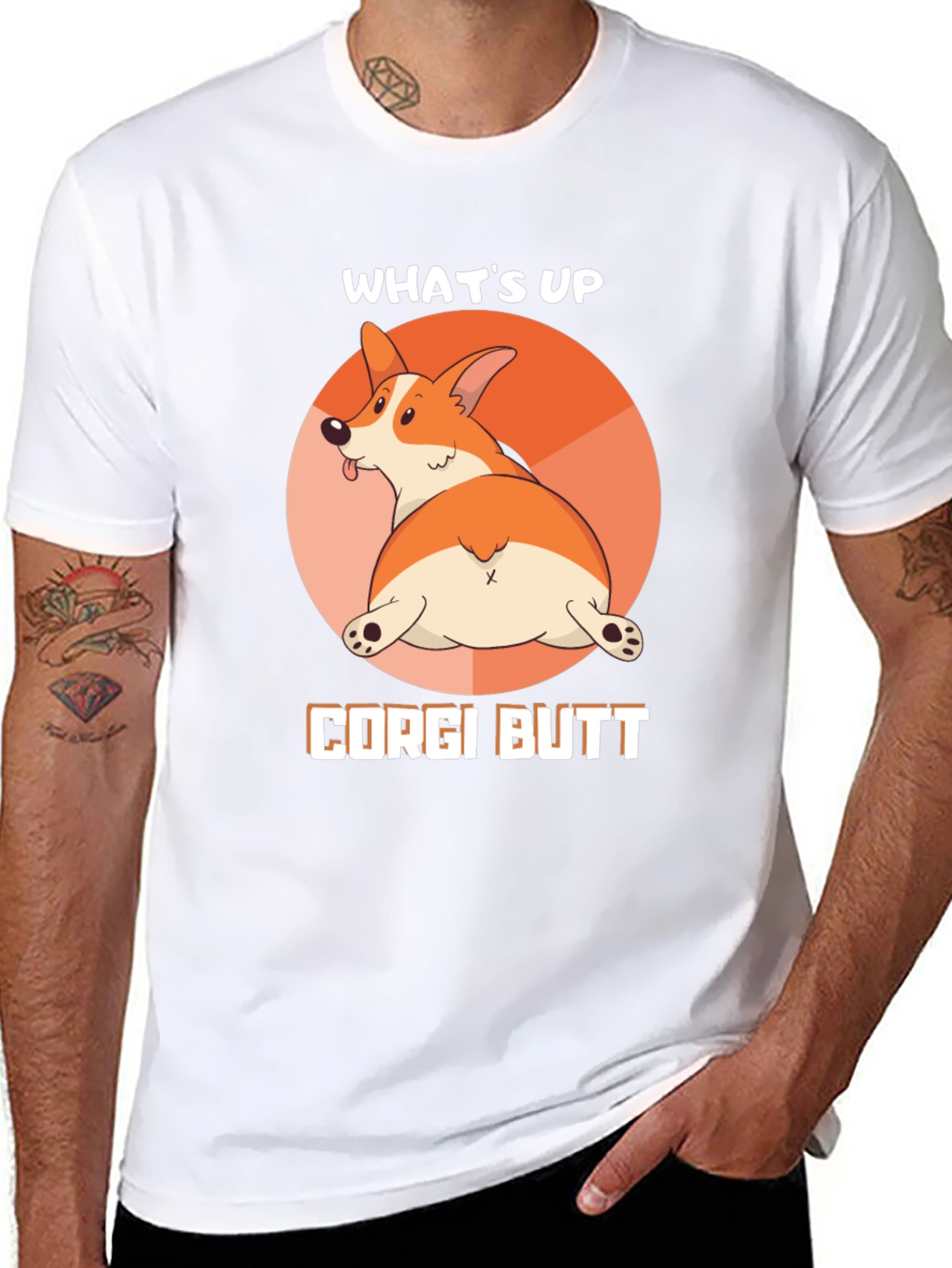 Whats Up Corgi Butt Black T-Shirt