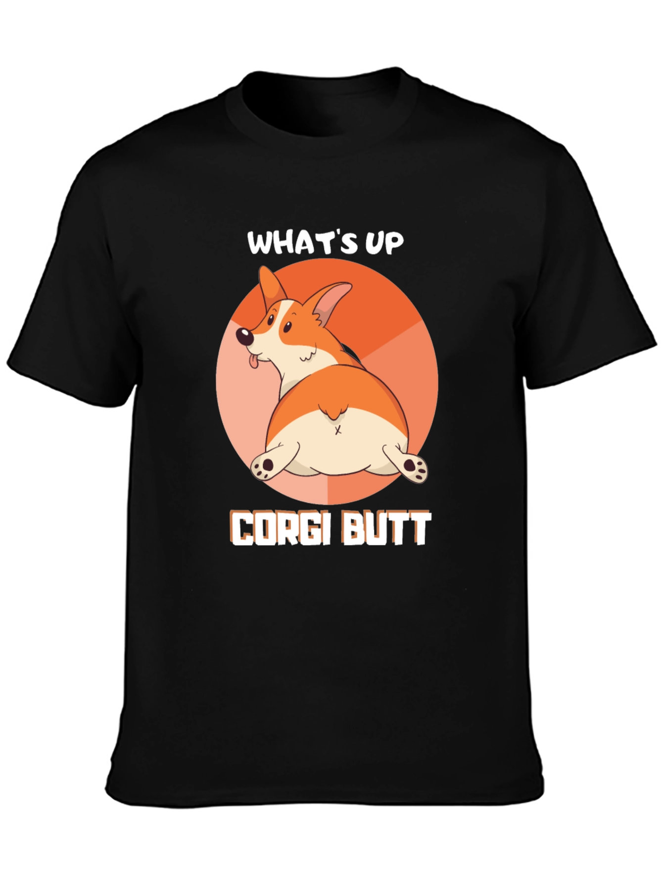 Whats Up Corgi Butt Black T-Shirt