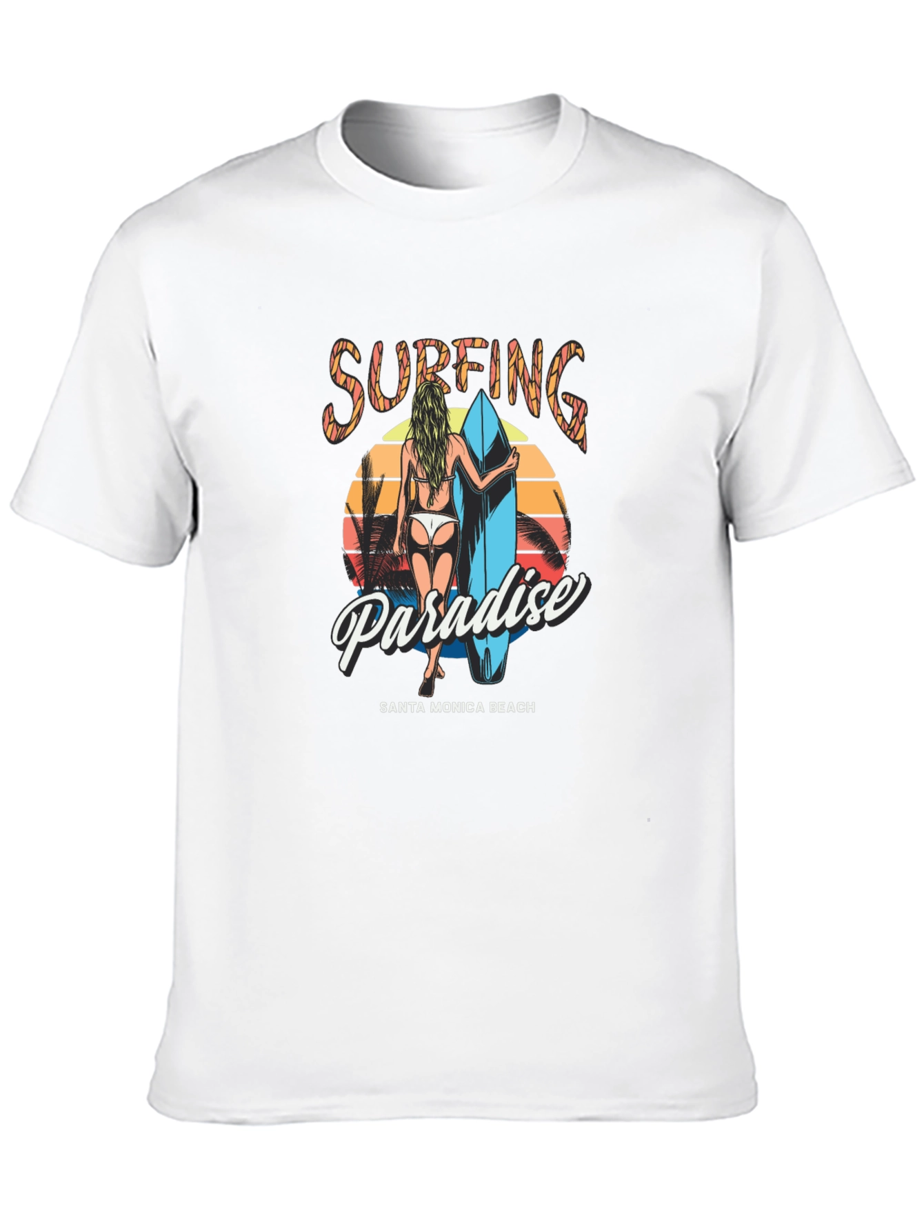 Surfing Paradise Graphic Tee - Santa Monica Beach