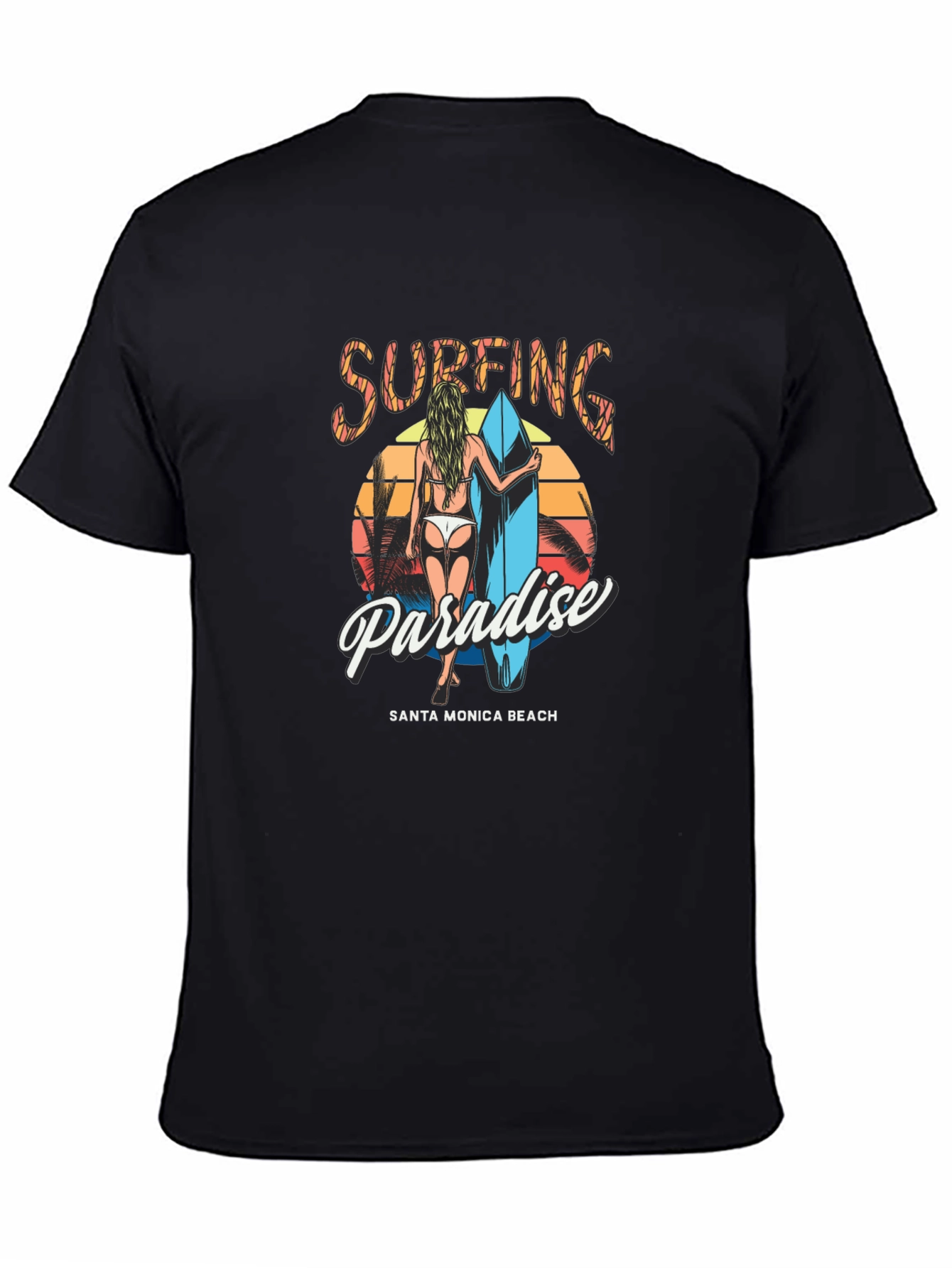 Surfing Paradise Graphic Tee - Santa Monica Beach