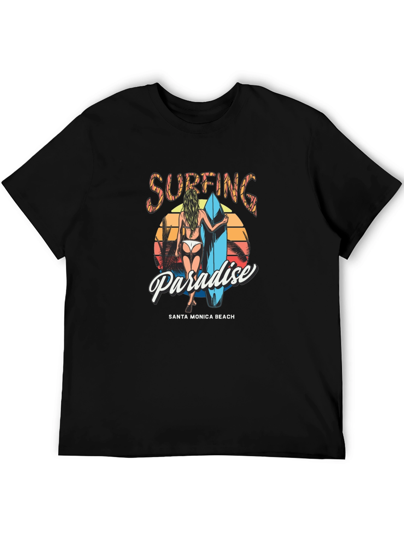 Surfing Paradise Graphic Tee - Santa Monica Beach