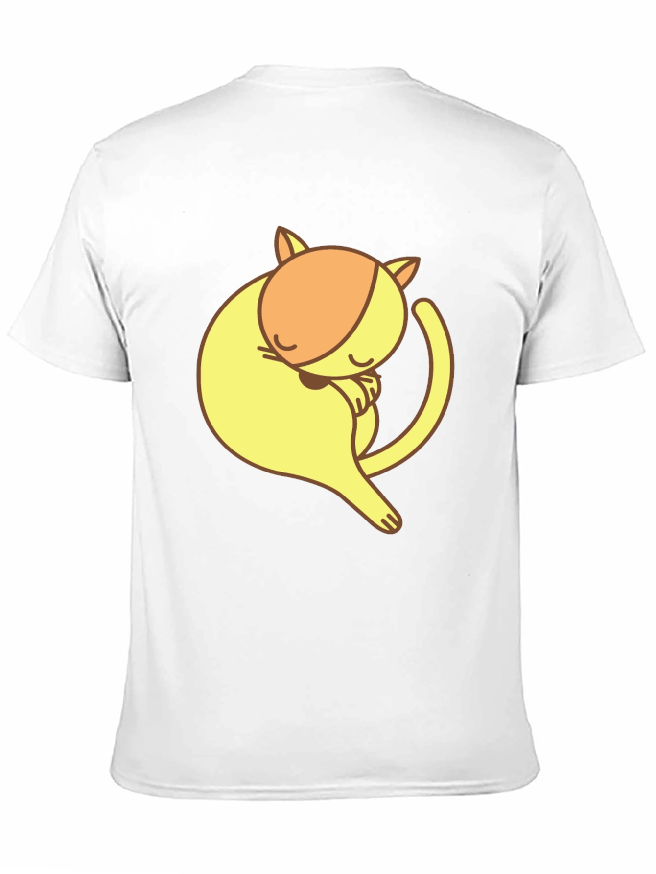 Cute Sleeping Cat Graphic Tee - Black Cotton T-Shirt
