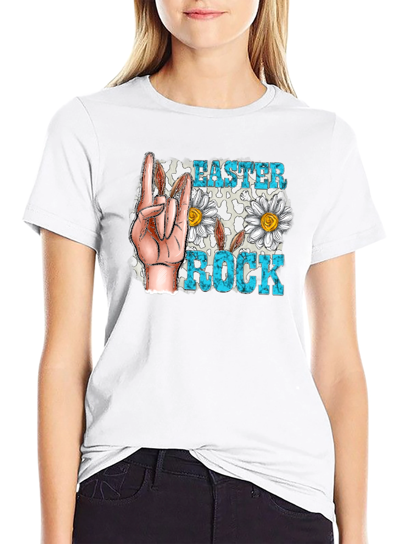 Easter Rock T-Shirt - Floral Hand Sign