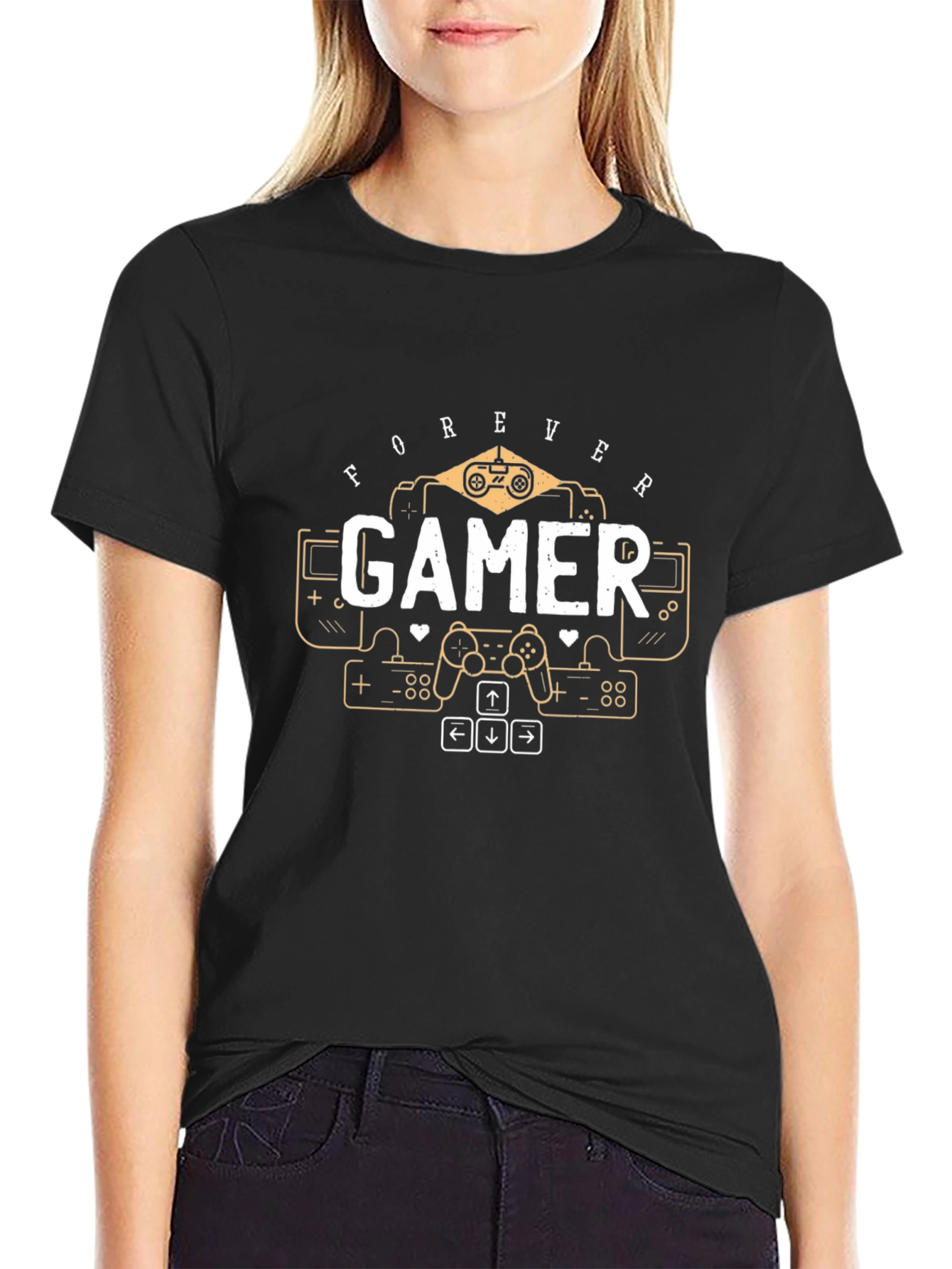 Forever Gamer Graphic Tee - Black Cotton T-Shirt