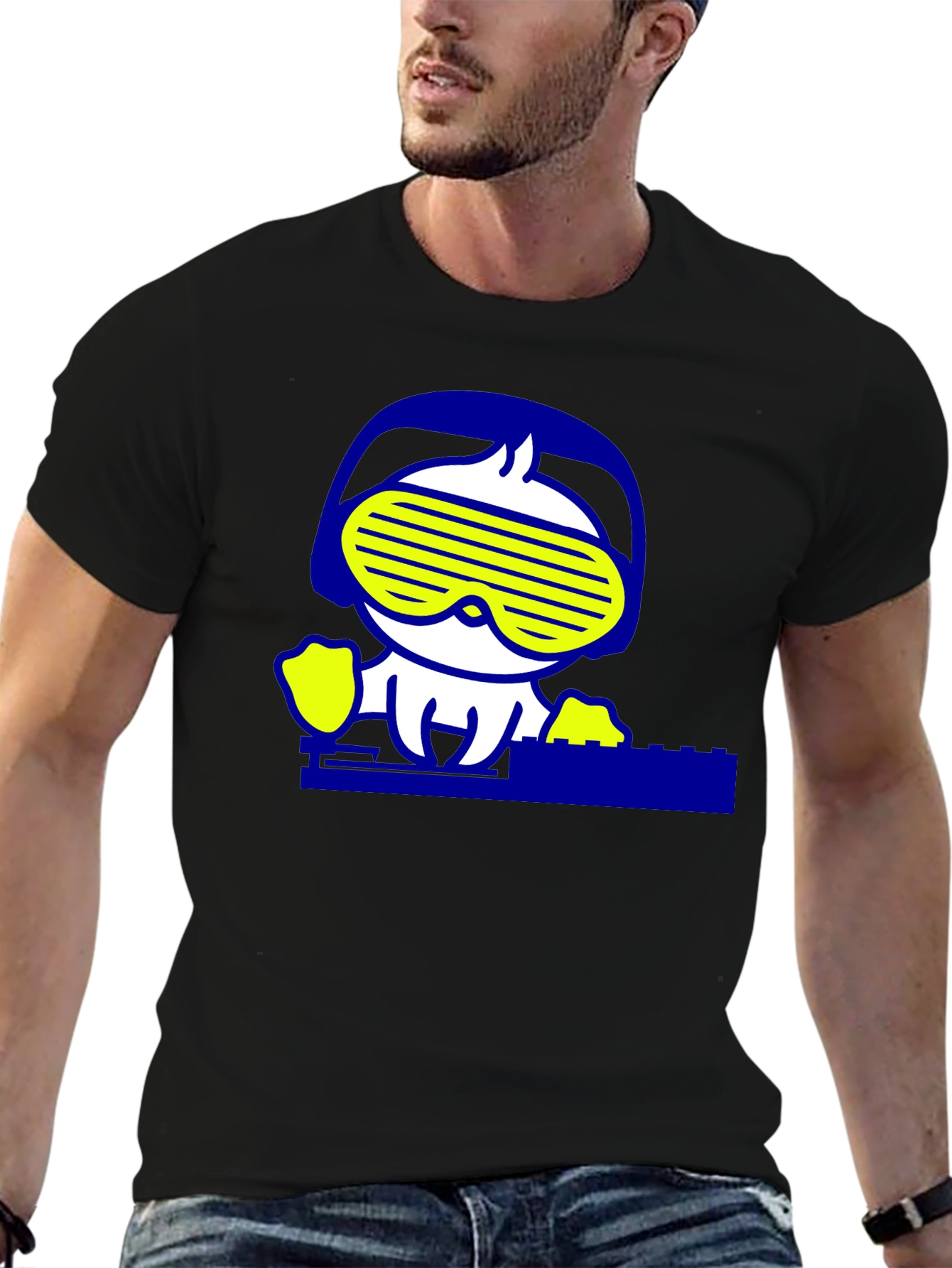 DJ Duck Graphic Tee - Cool Black Cotton T-Shirt