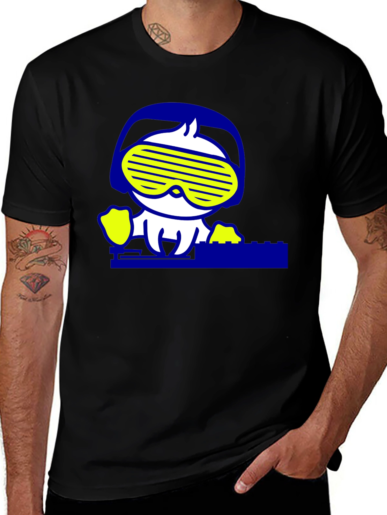 DJ Duck Graphic Tee - Cool Black Cotton T-Shirt
