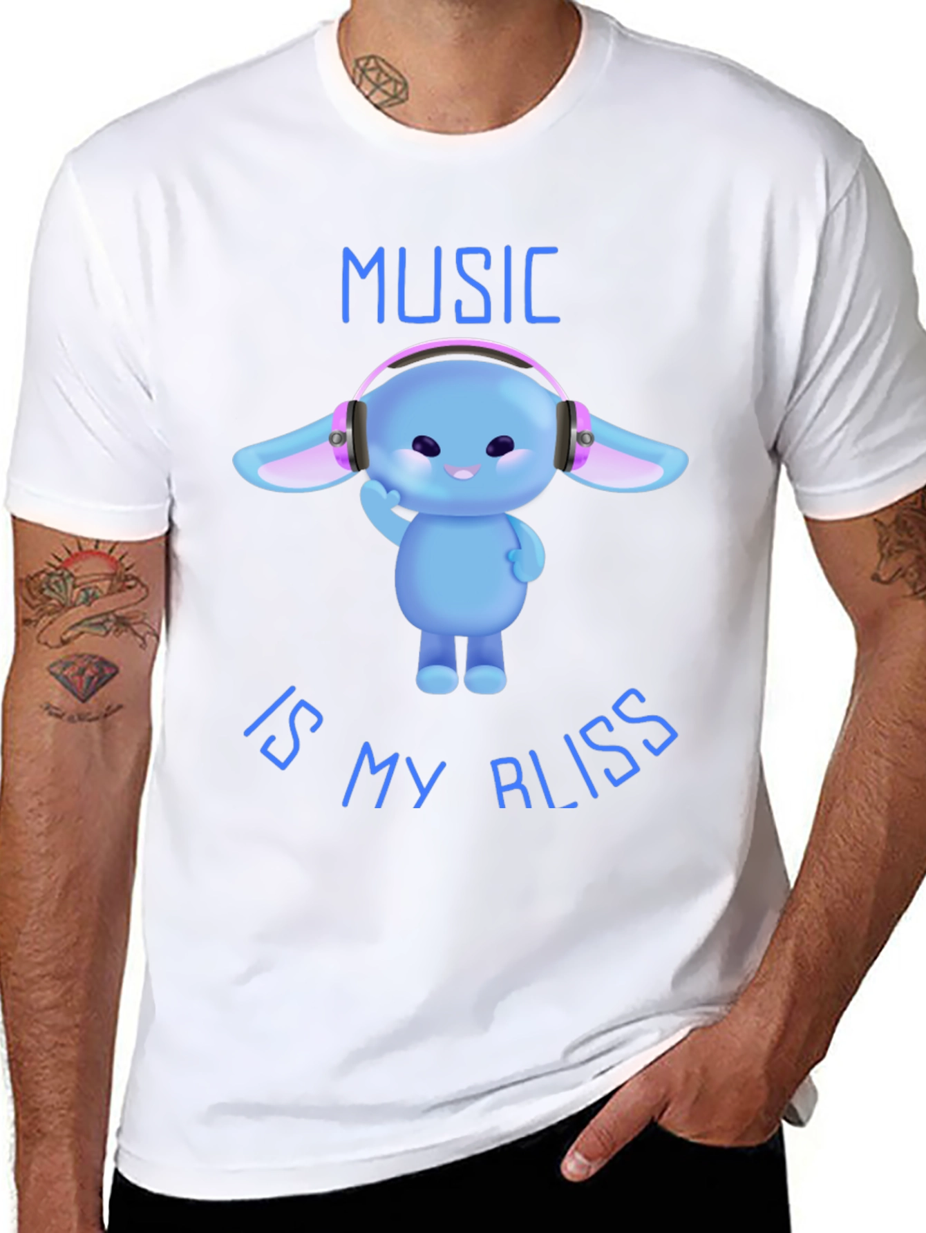 Music is My Bliss - Cute Character T-Shirt