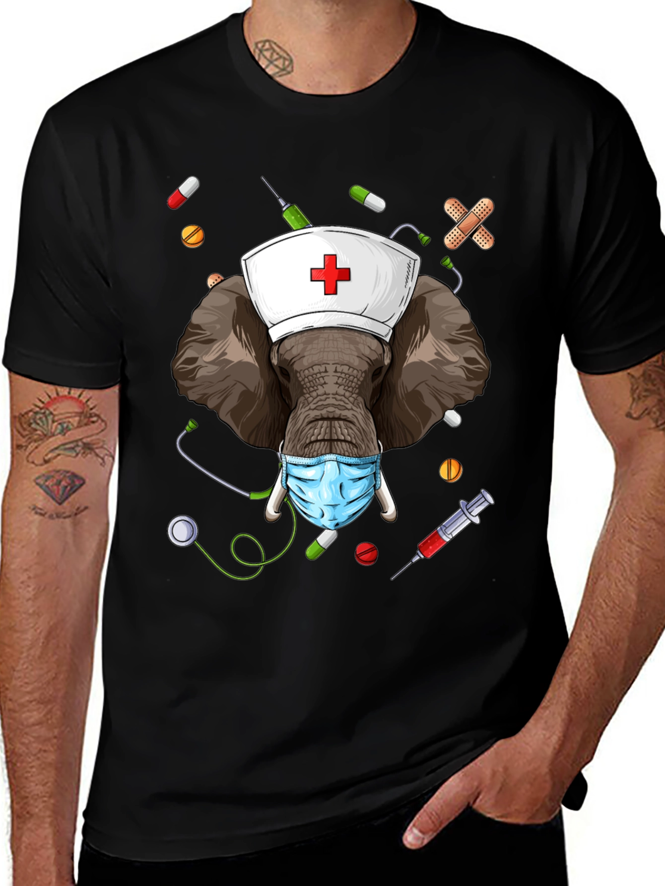 Elephant Nurse Novelty Graphic T-Shirt