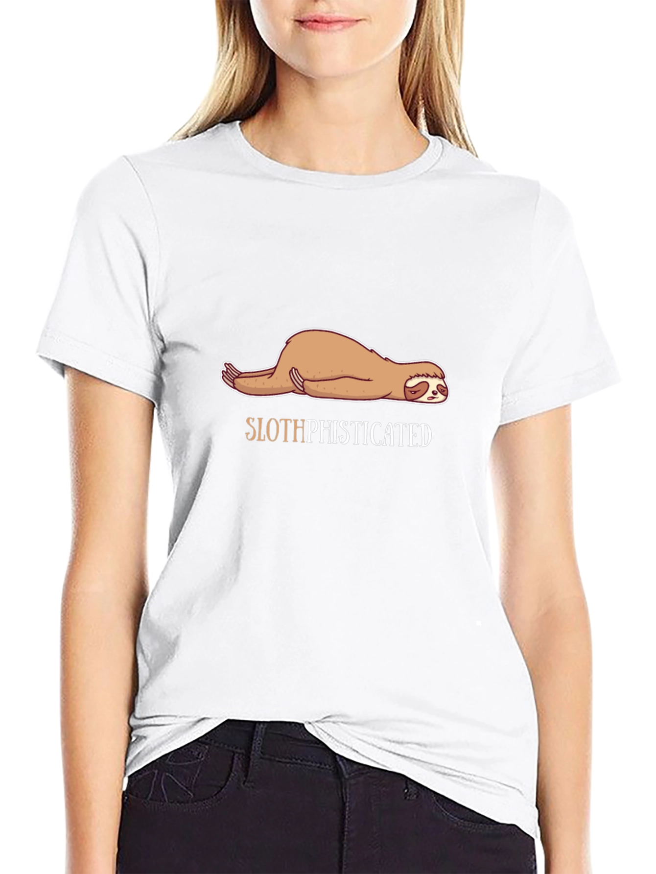 Slothisticated T-Shirt - Lazy Sloth Cartoon Tee