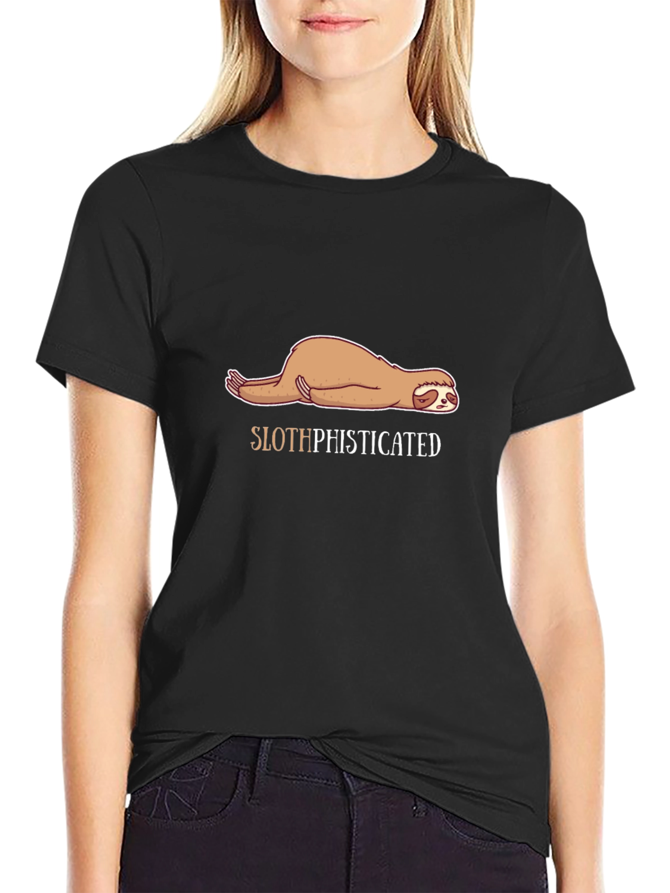 Slothisticated T-Shirt - Lazy Sloth Cartoon Tee