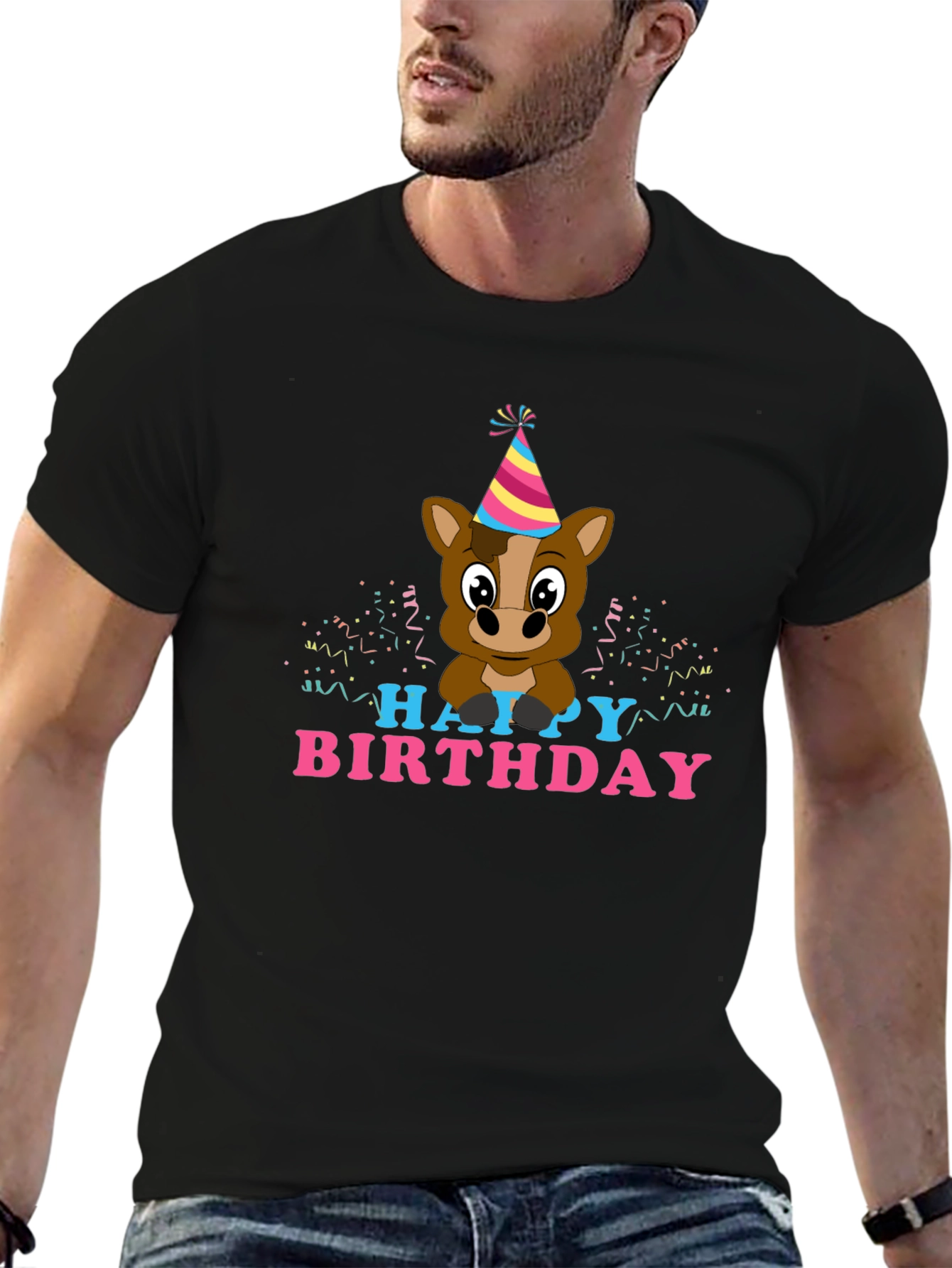 Happy Birthday Horse T-Shirt Novelty Party Tee