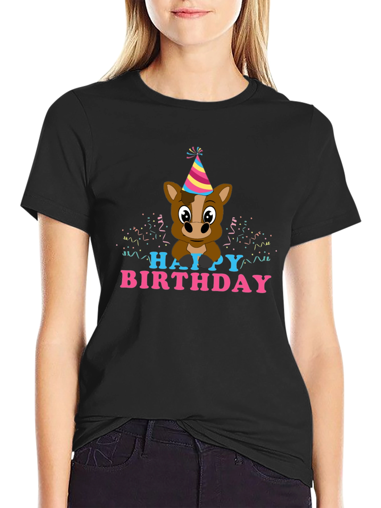 Happy Birthday Horse T-Shirt Novelty Party Tee