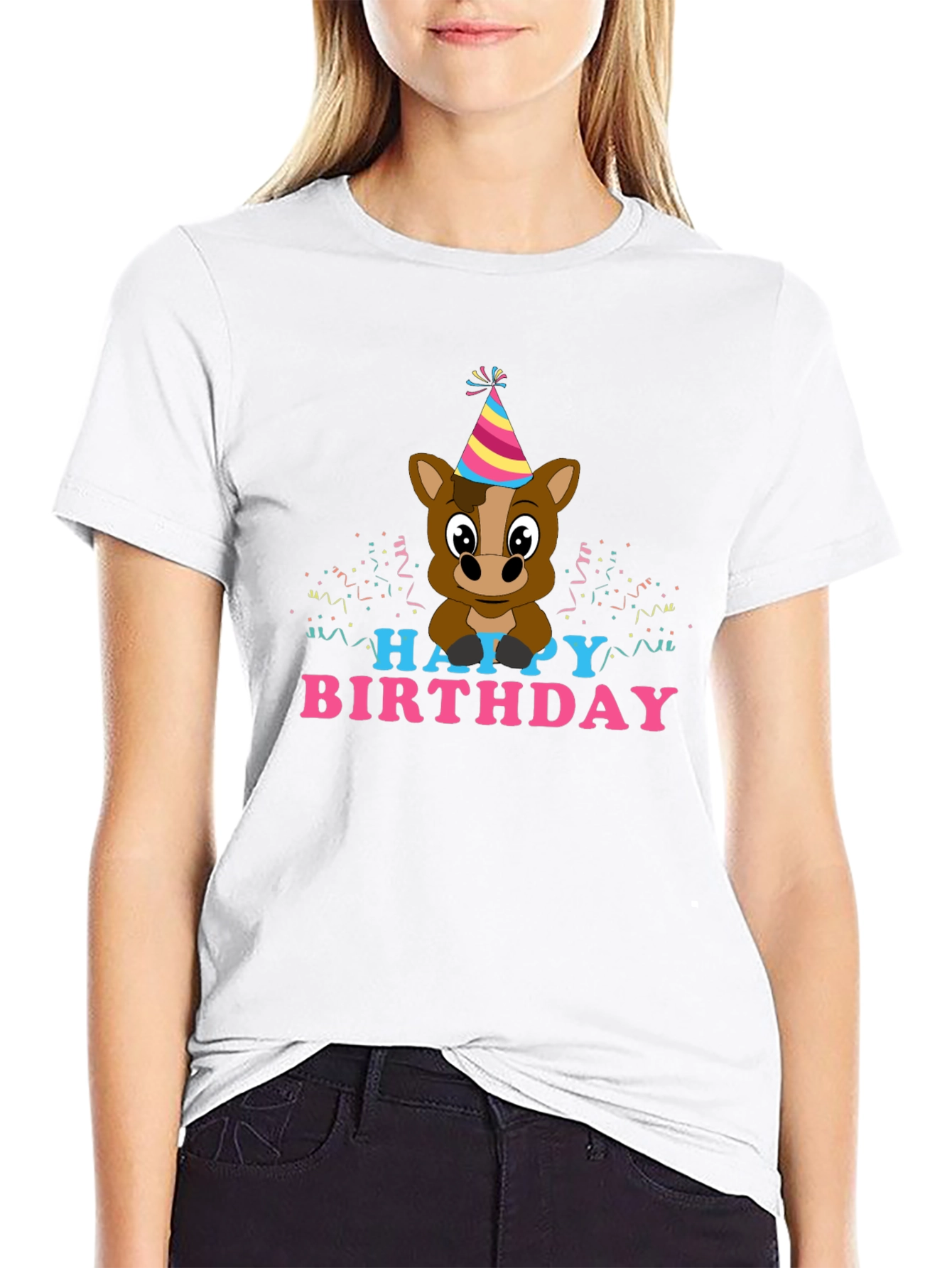Happy Birthday Horse T-Shirt Novelty Party Tee