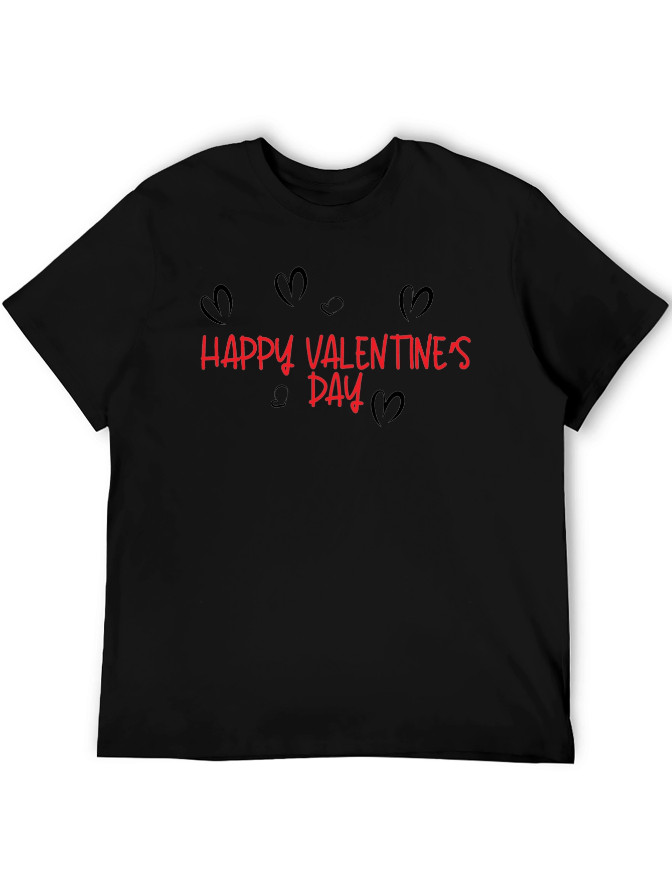 Happy Valentines Day Graphic Tee - Black