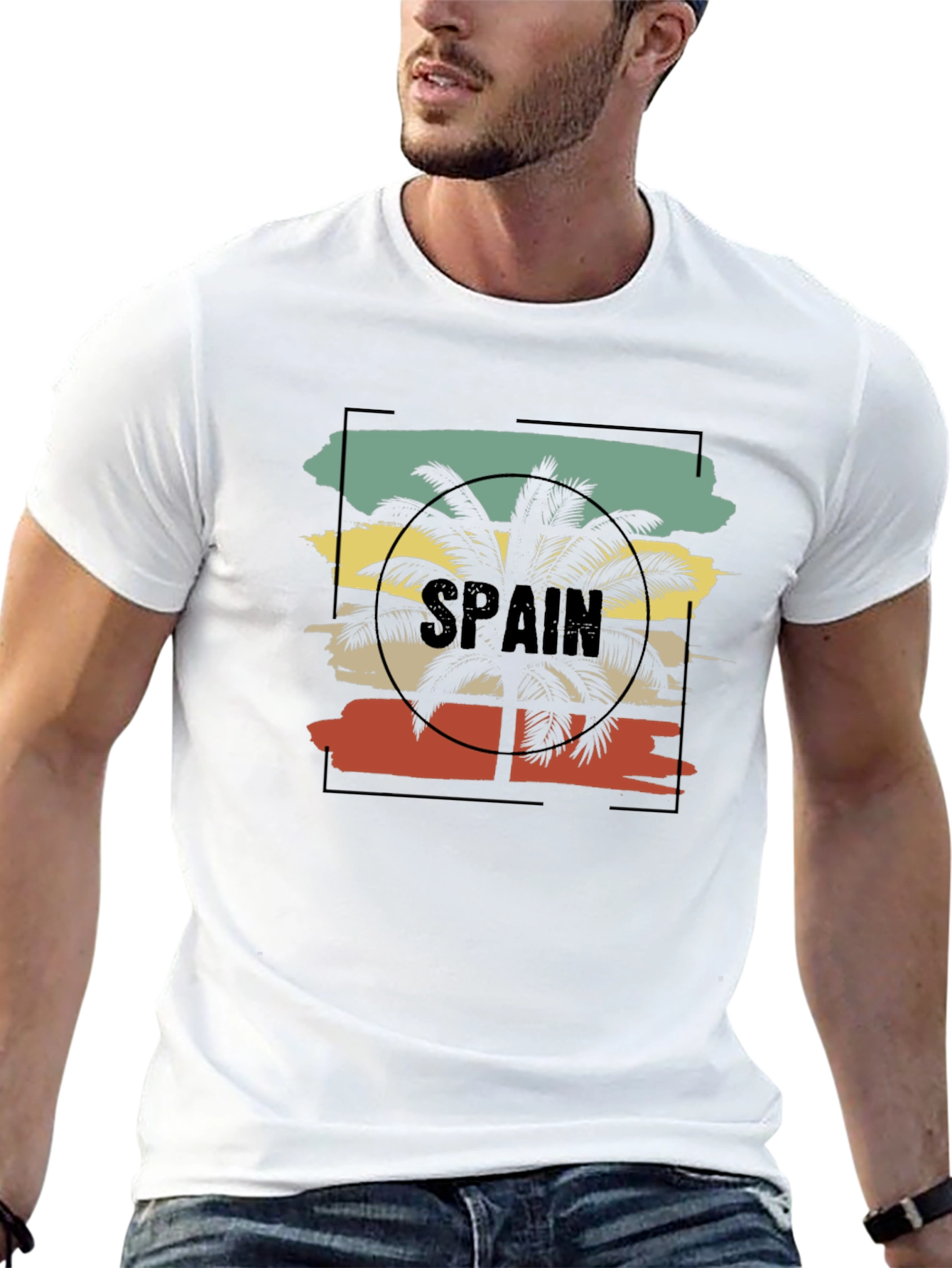 Spain Palm Tree Graphic Tee - Retro Style