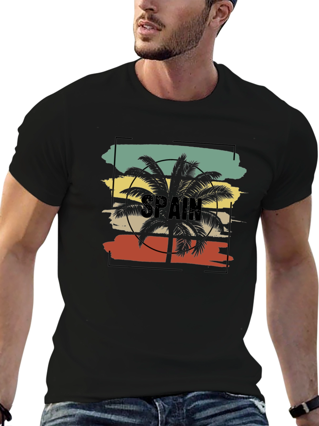 Spain Palm Tree Graphic Tee - Retro Style