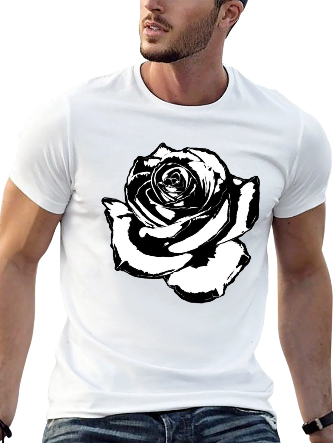 Black Rose Graphic Tee - Stylish Mens T-Shirt