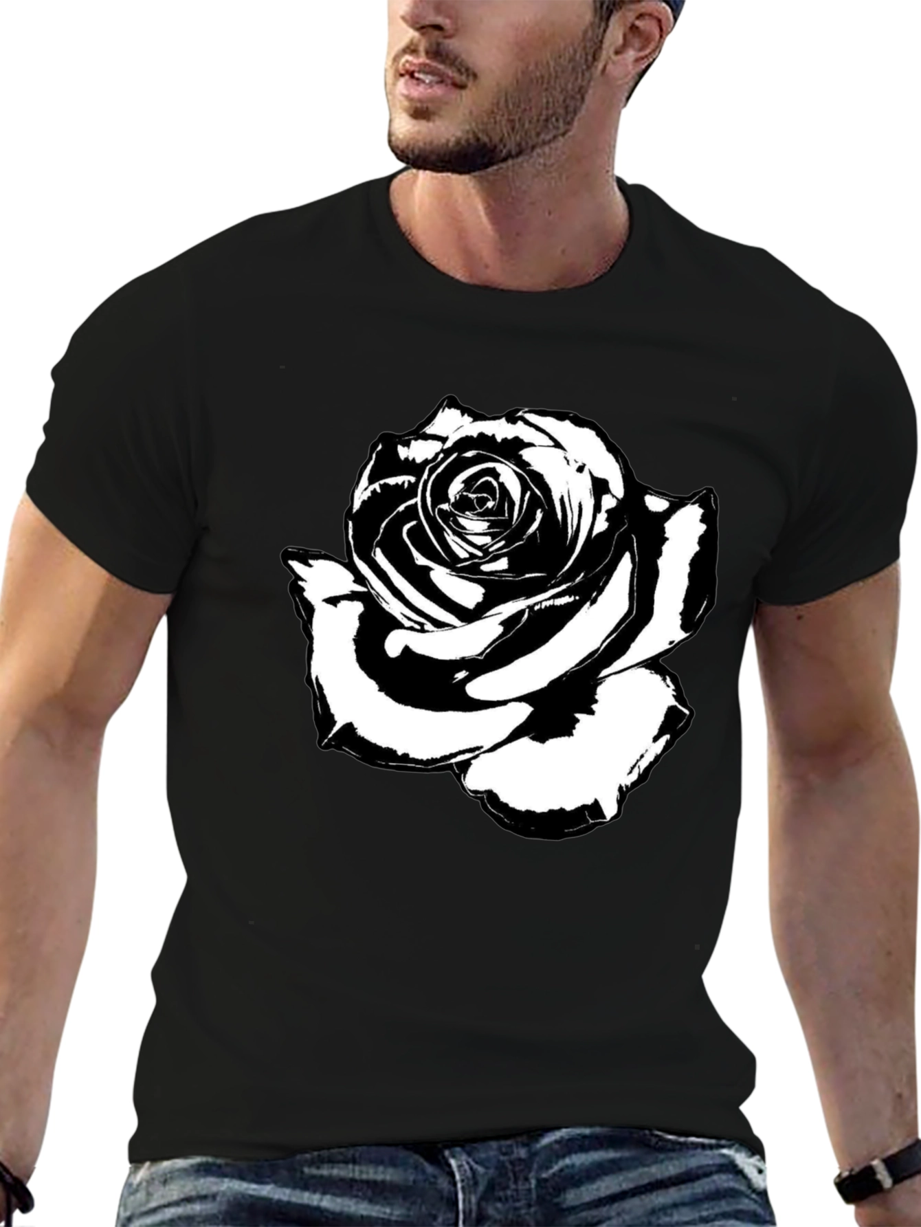 Black Rose Graphic Tee - Stylish Mens T-Shirt
