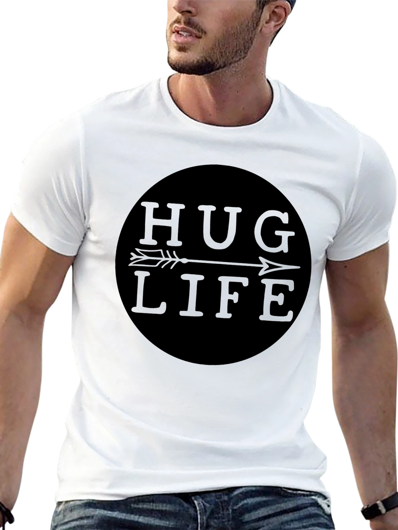 Hug Life Black Graphic Tee - Arrow Design