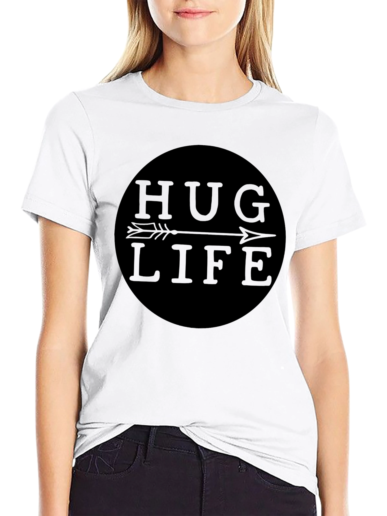 Hug Life Black Graphic Tee - Arrow Design