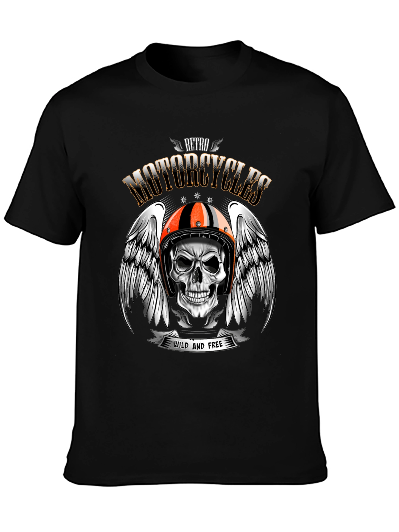 Retro Motorcycles Skull T-Shirt - Wild and Free